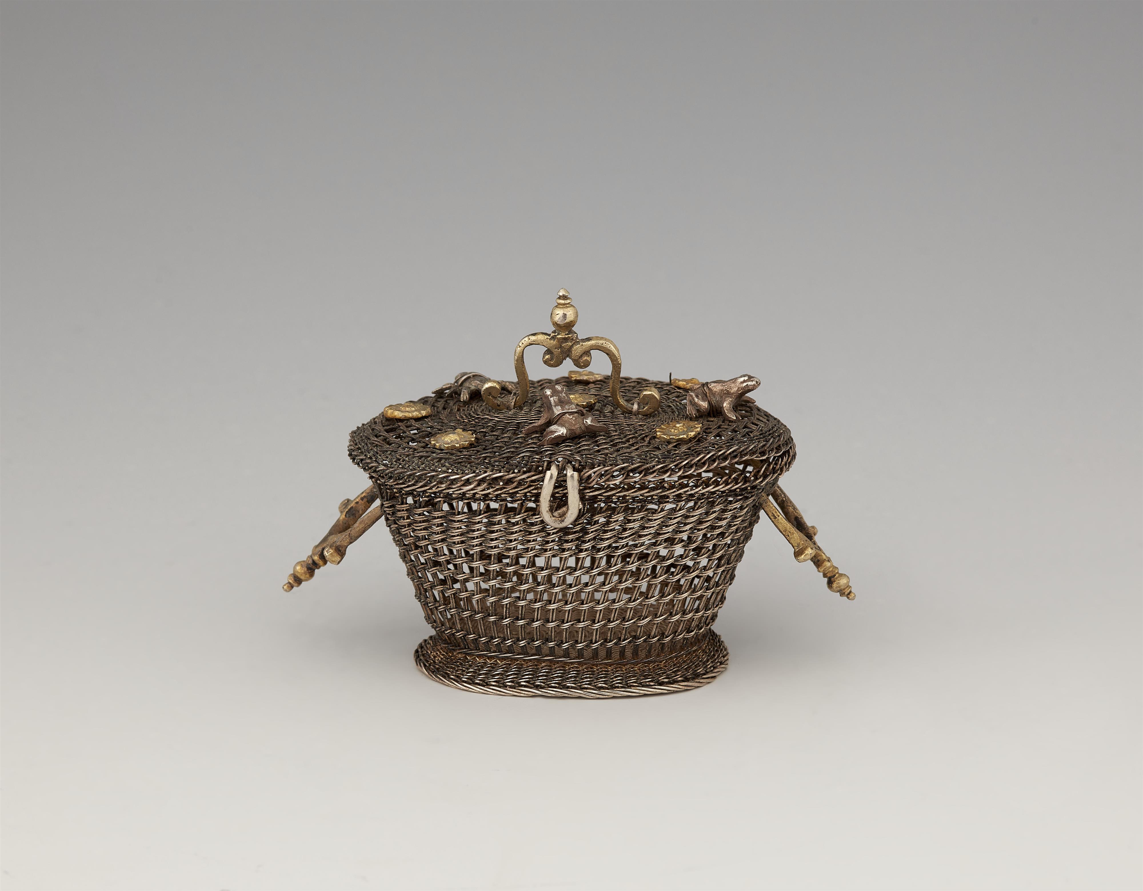 A parcel gilt Renaissance silver miniature basket - image-3