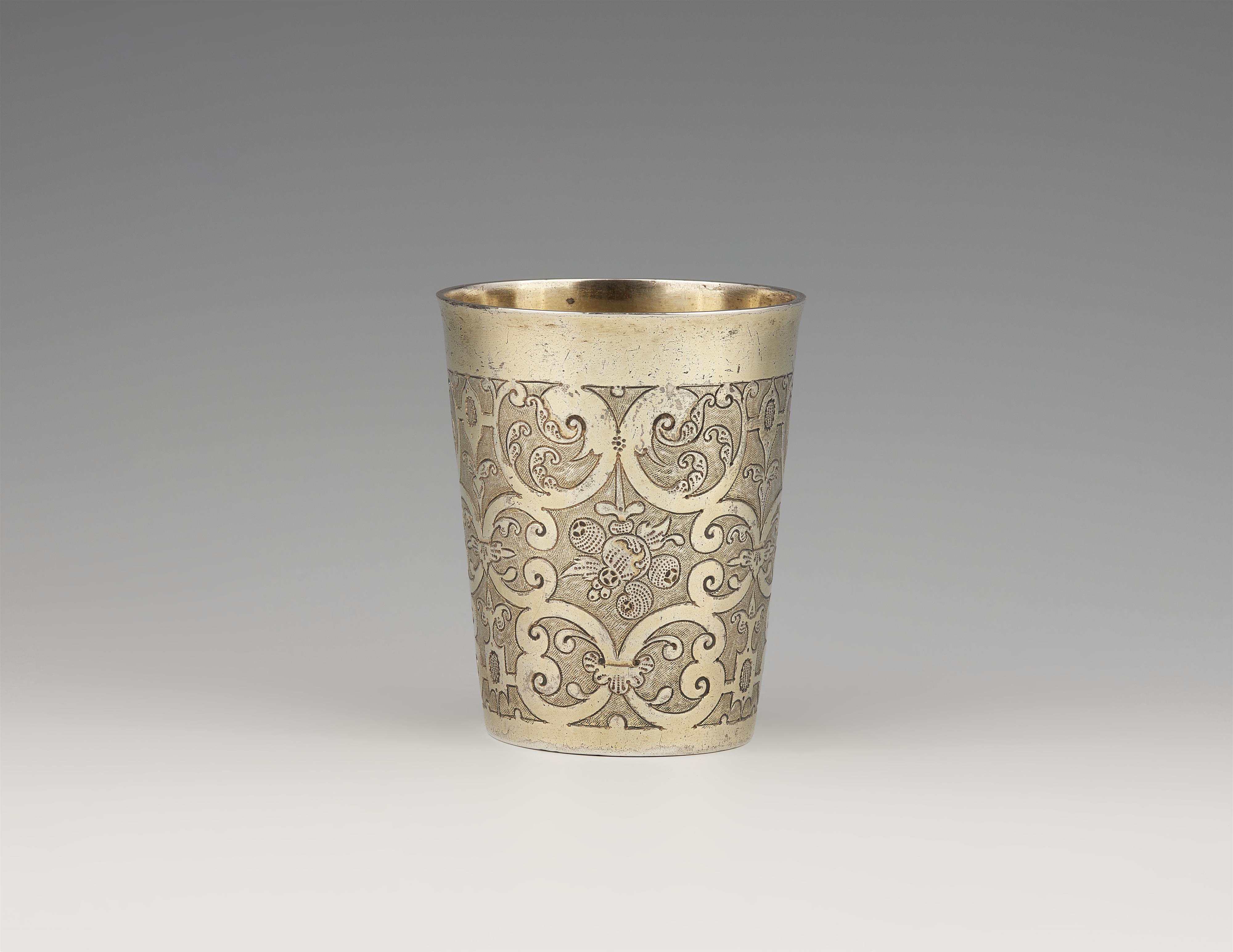 An Augsburg Renaissance silver gilt beaker - image-1