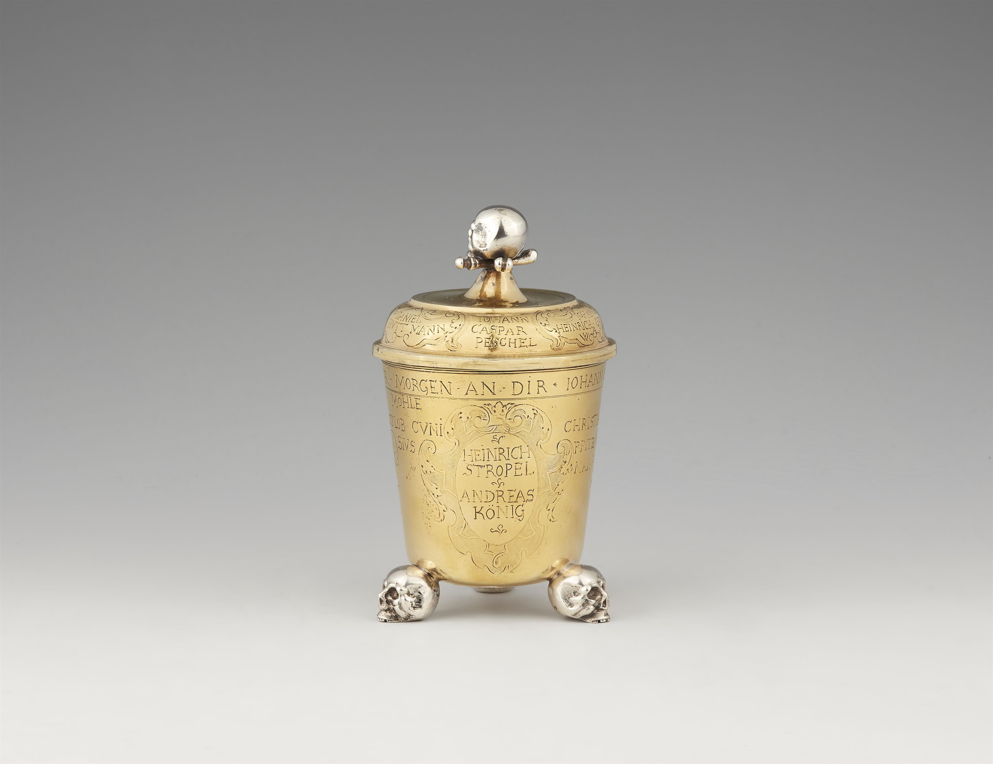 An unusual Dresden silver gilt beaker and cover - image-2