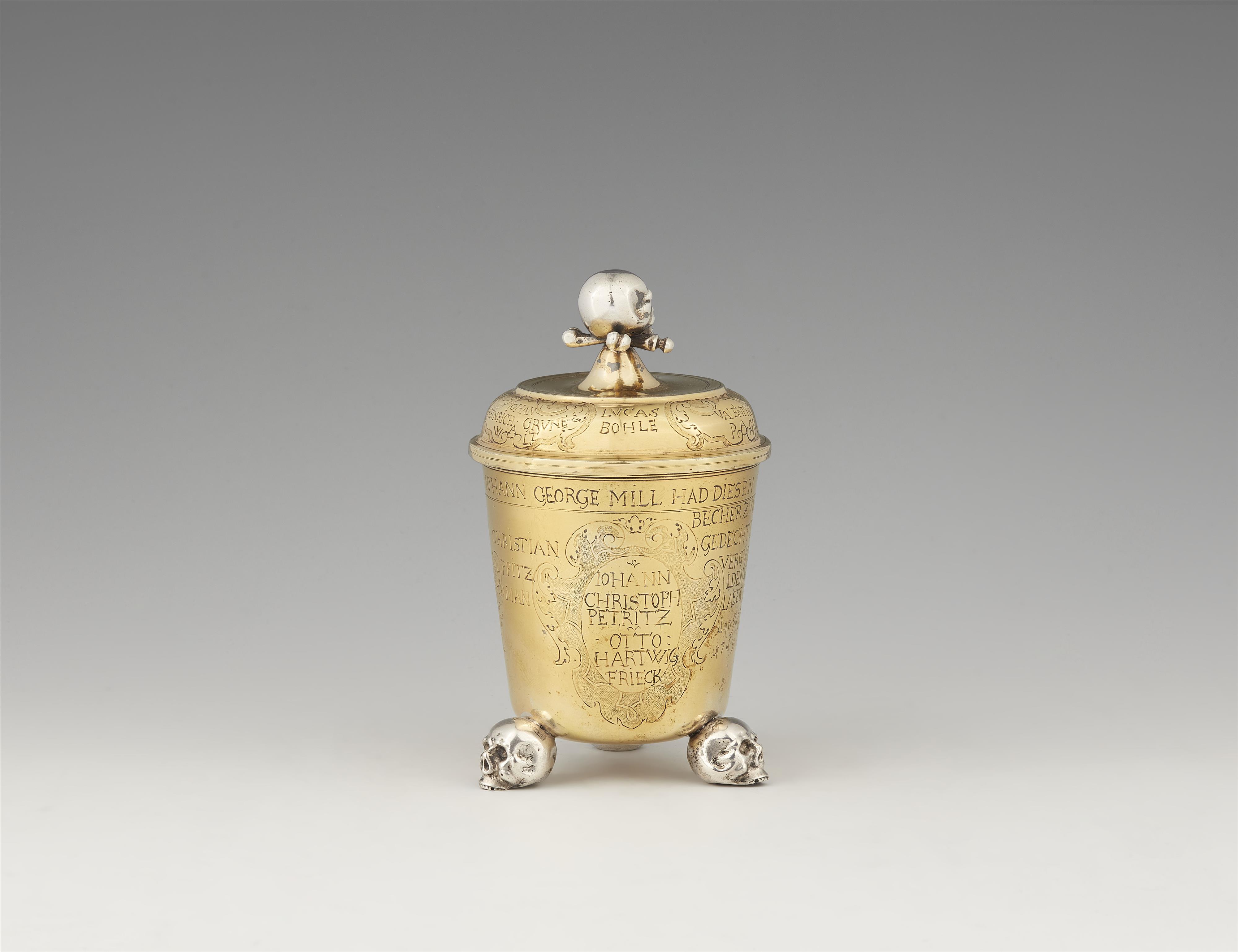 An unusual Dresden silver gilt beaker and cover - image-3