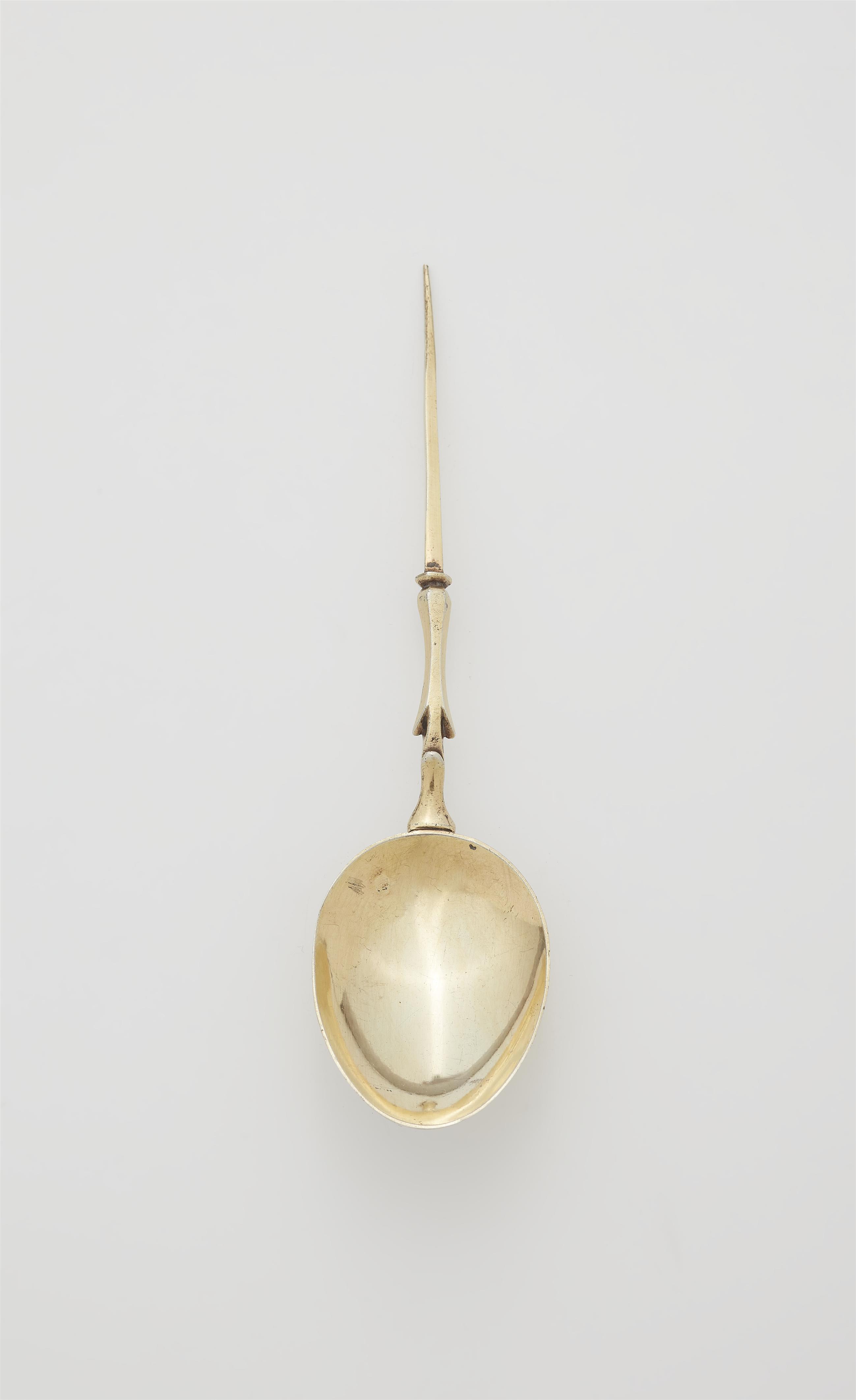 An Augsburg silver gilt spoon with a toothpick - image-1