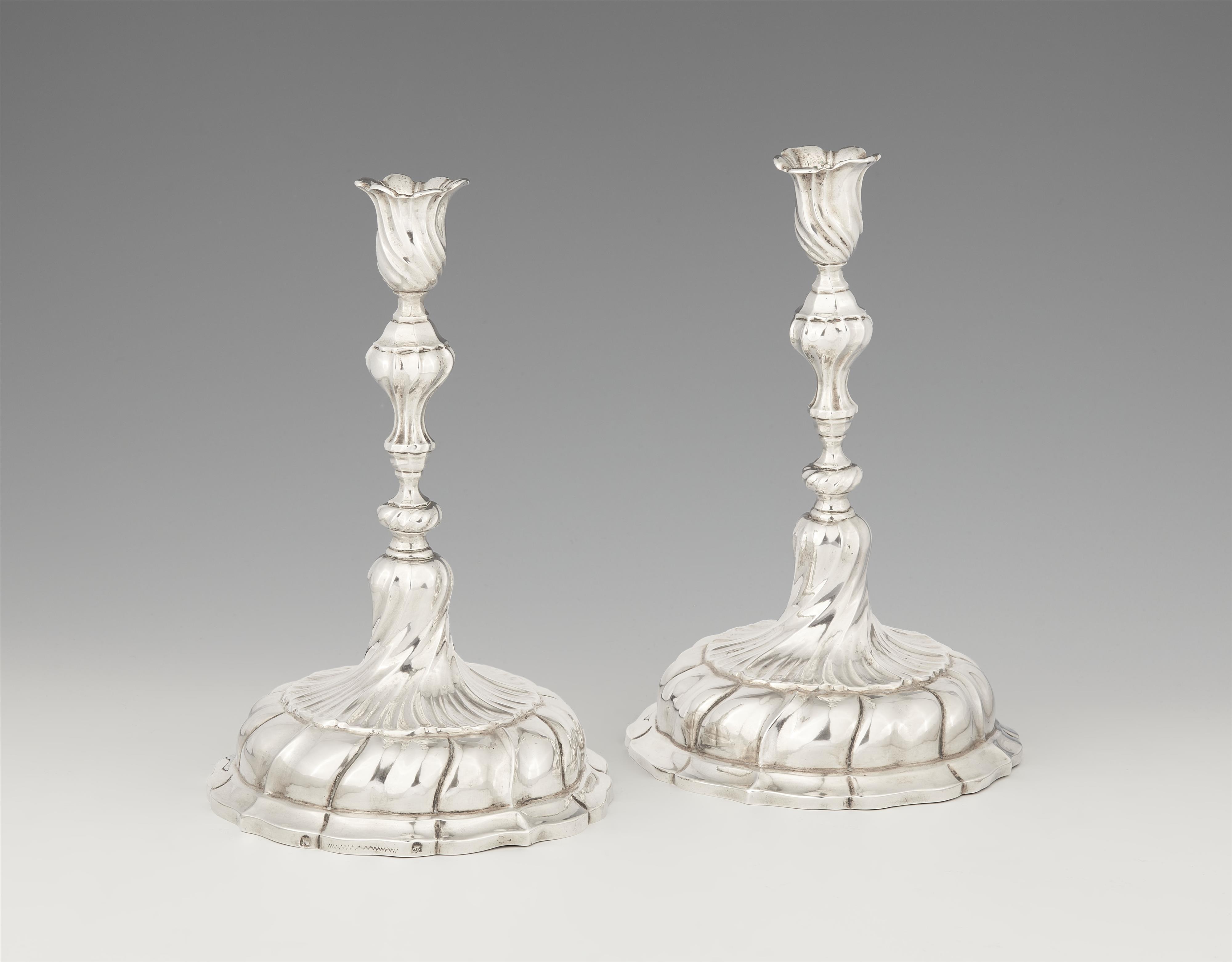 A pair of Nuremberg silver candlesticks - image-1