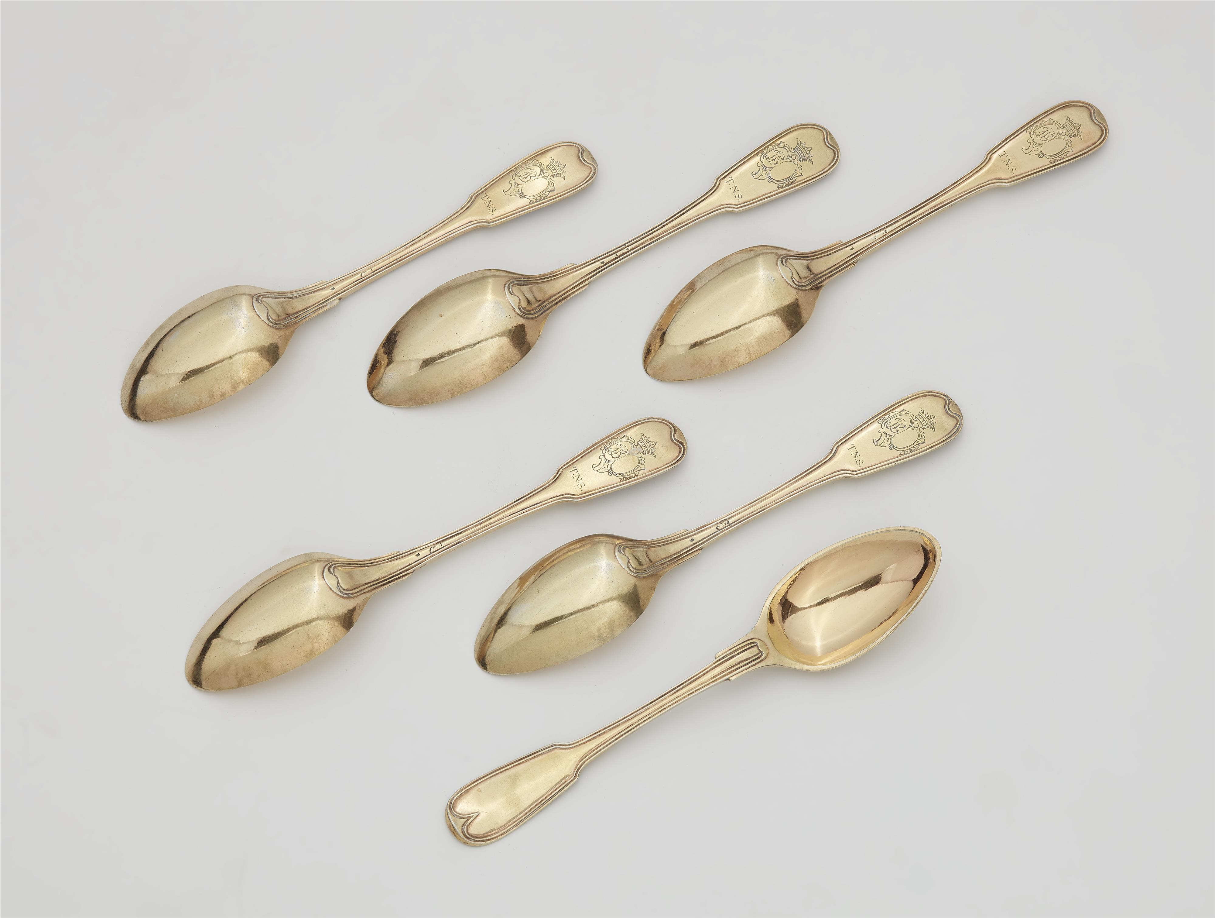 Six Strasbourg vermeil spoons - image-1