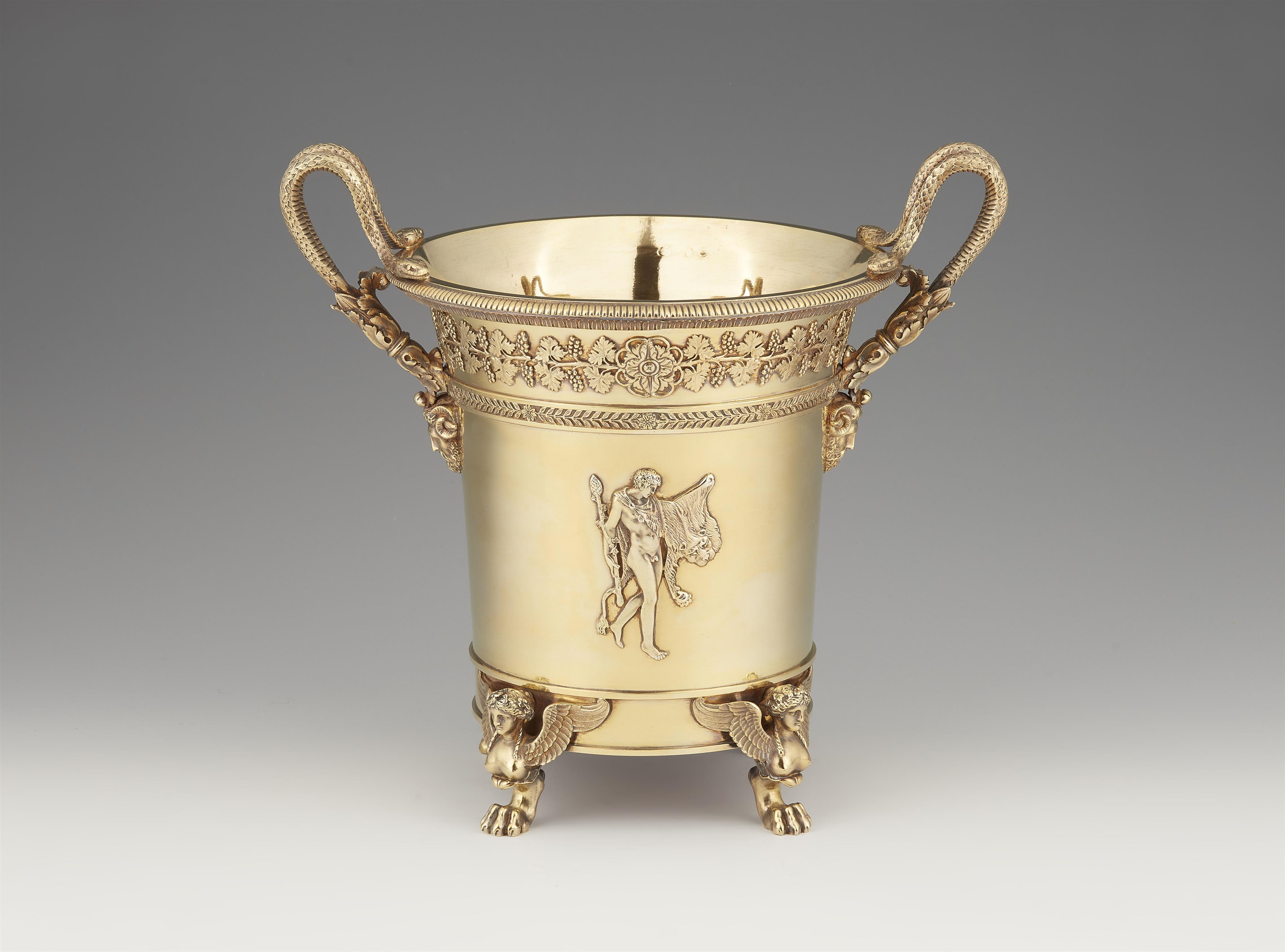 An Empire style silver gilt wine cooler - image-2
