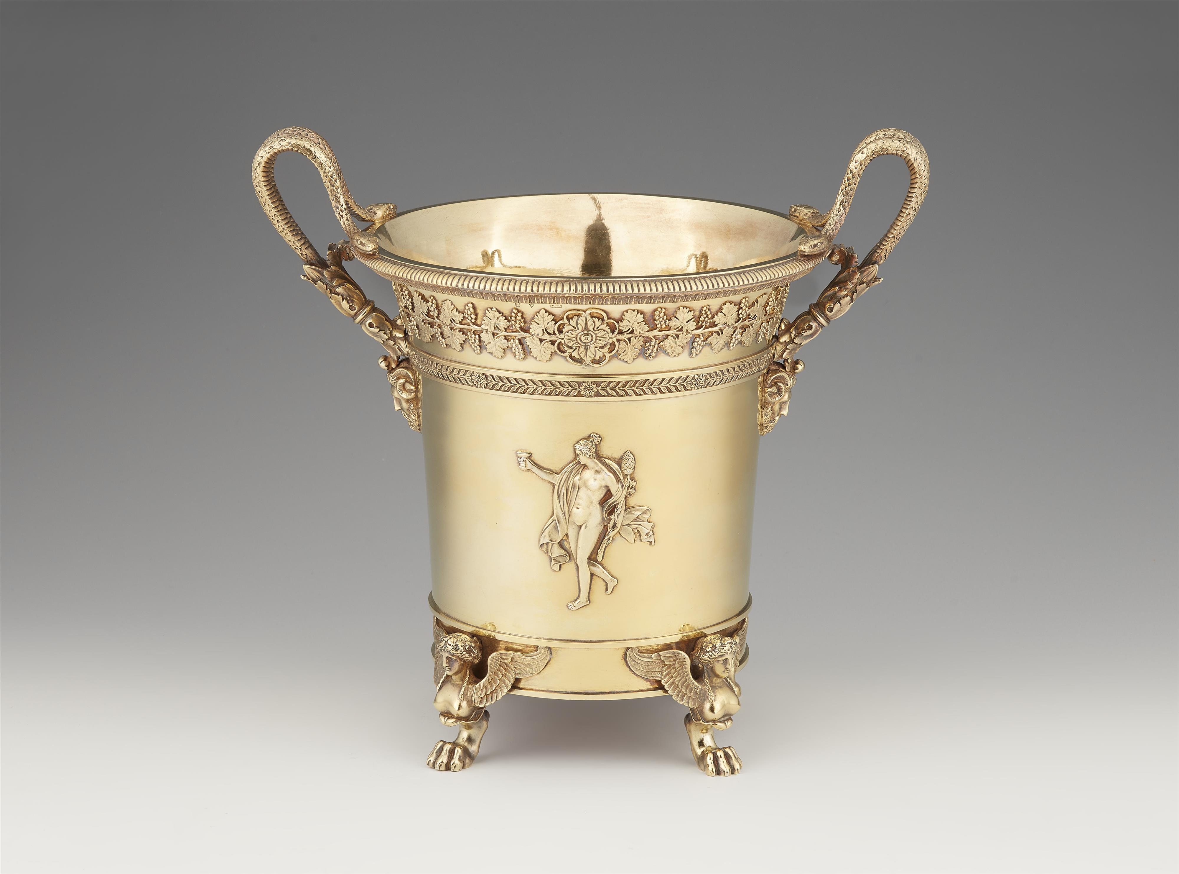 An Empire style silver gilt wine cooler - image-1