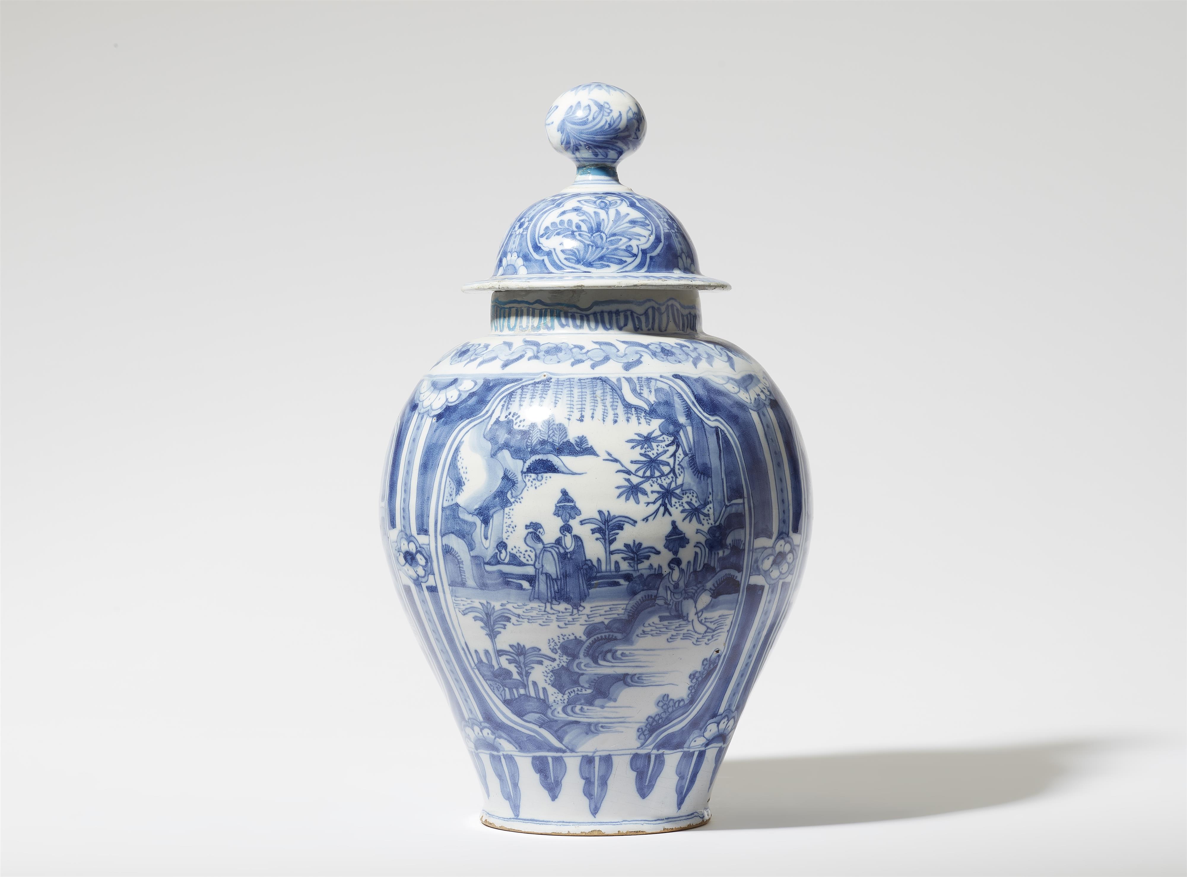 A faience vase and cover with Chinoiserie decor - image-1