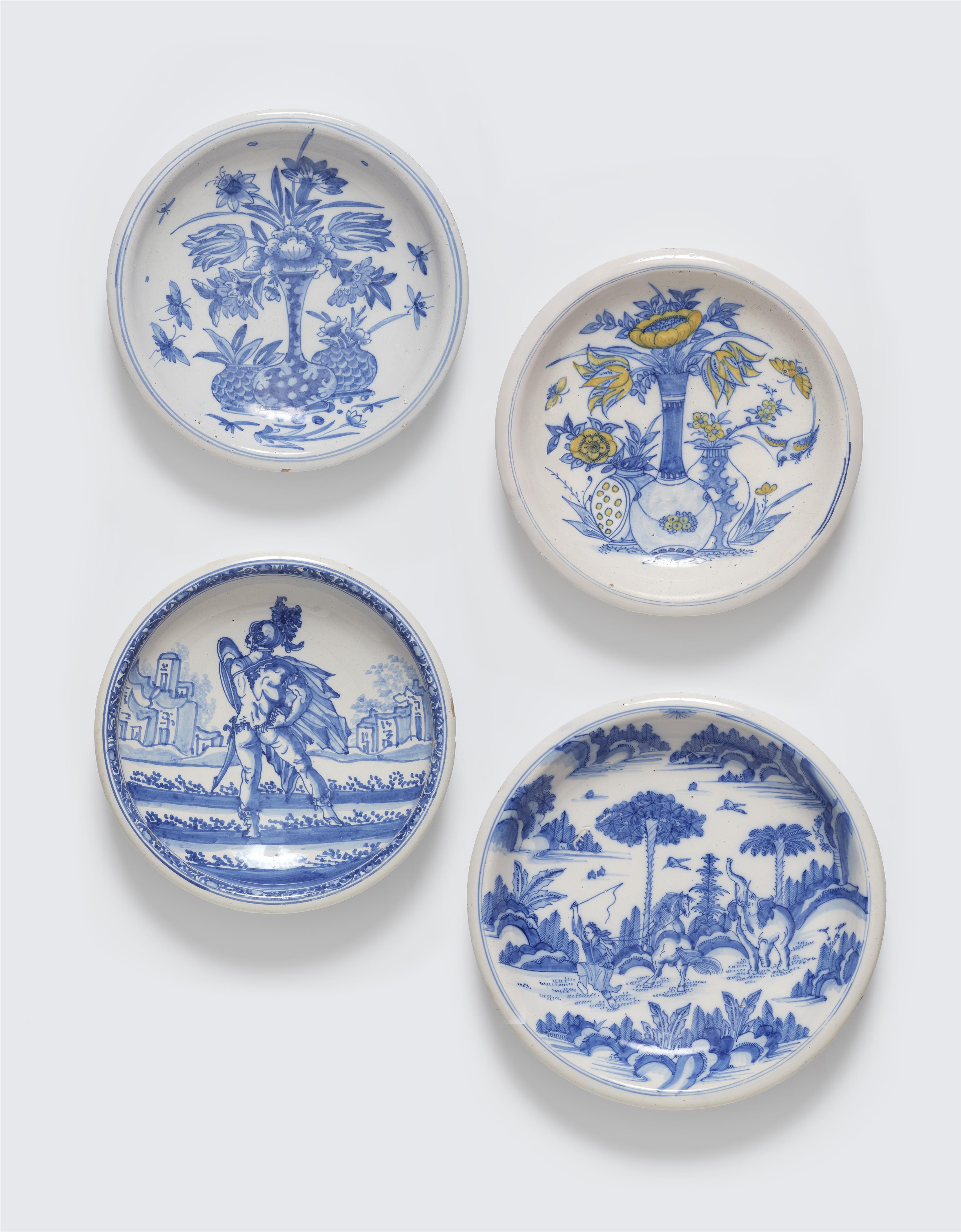 A faience dish painted in blue and yellow - image-2