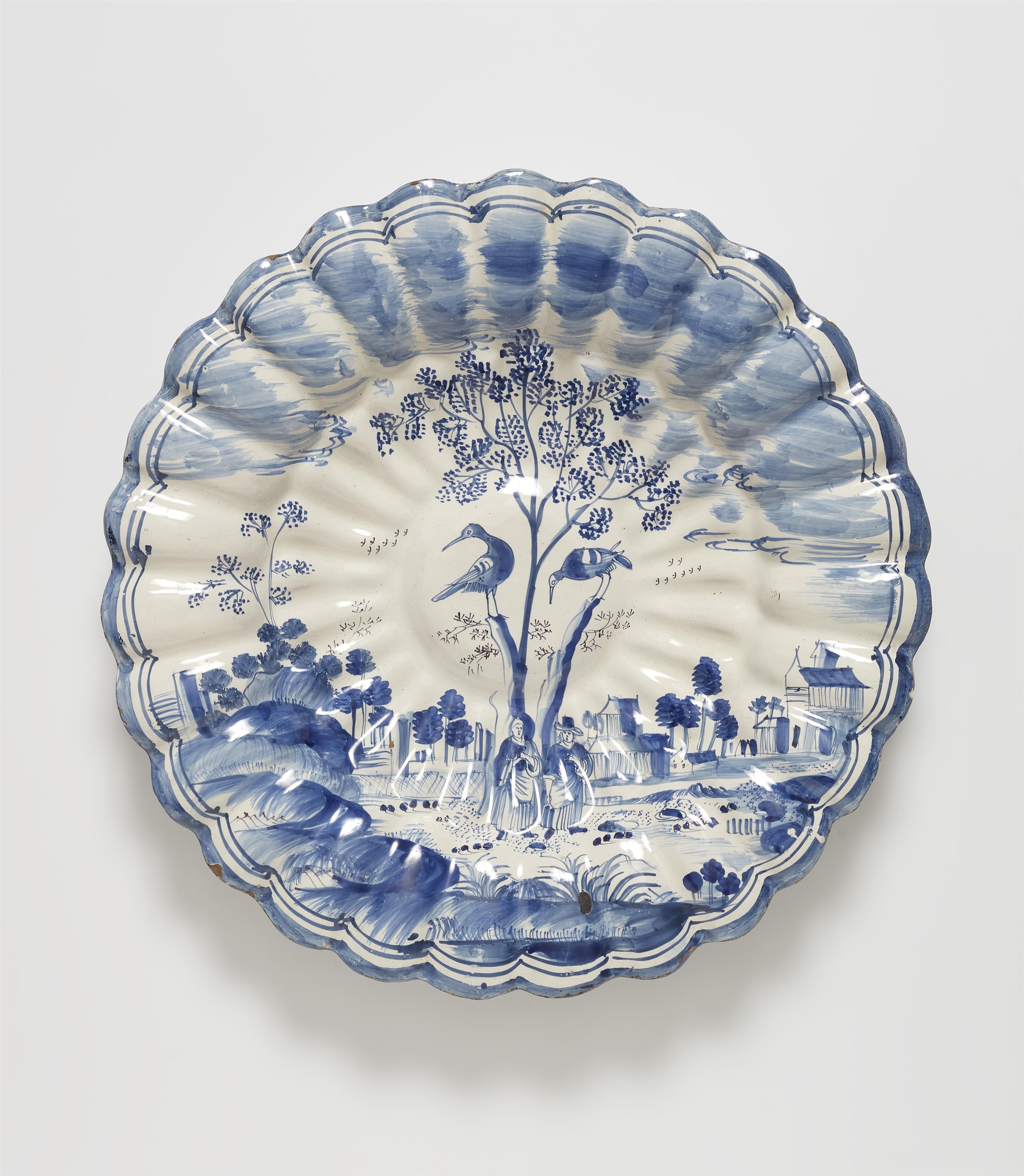 A Hanau faience fan platter with central tree motif - image-1