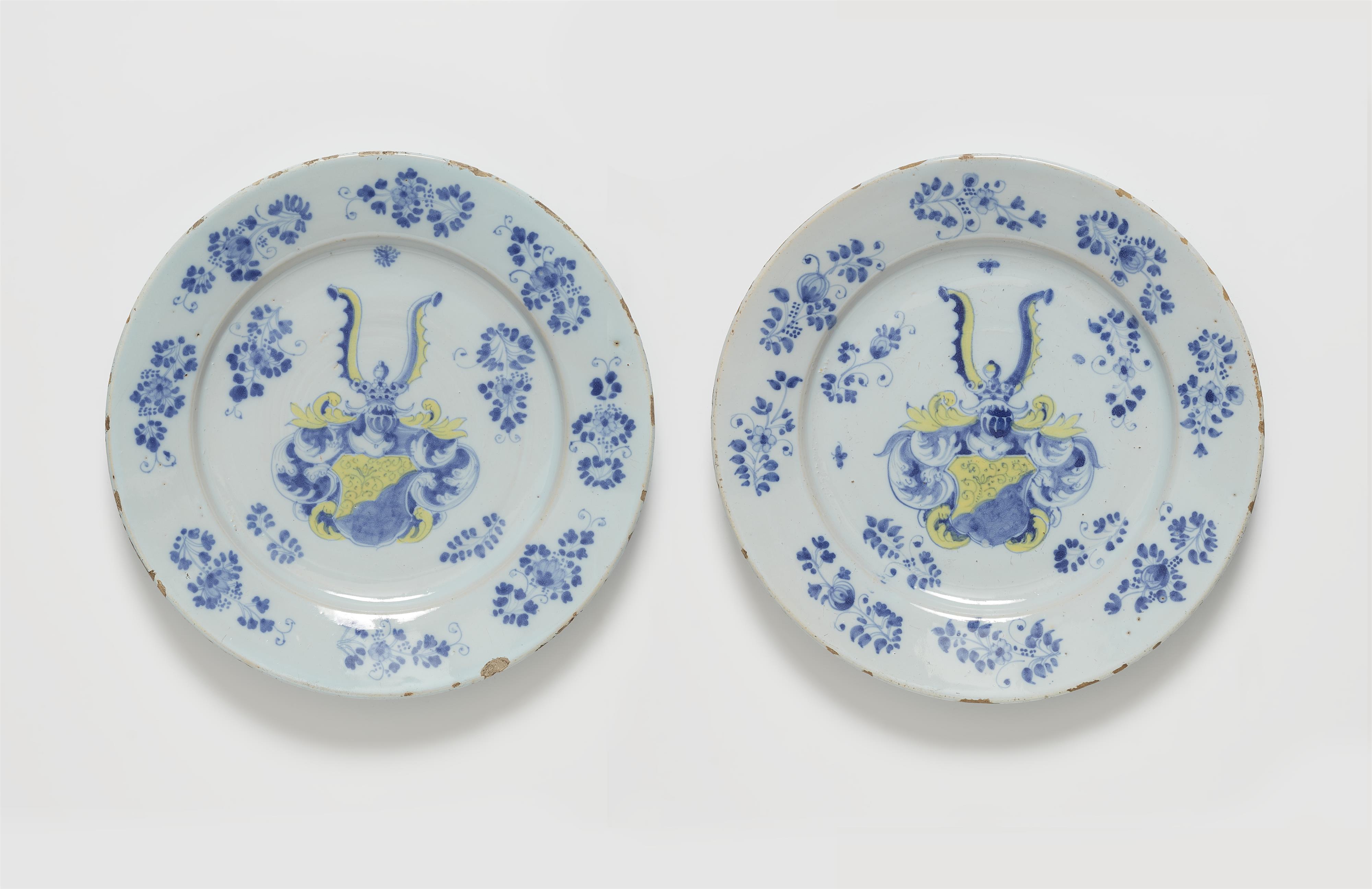 A pair of faience dishes from a heraldic service in two colours - image-1