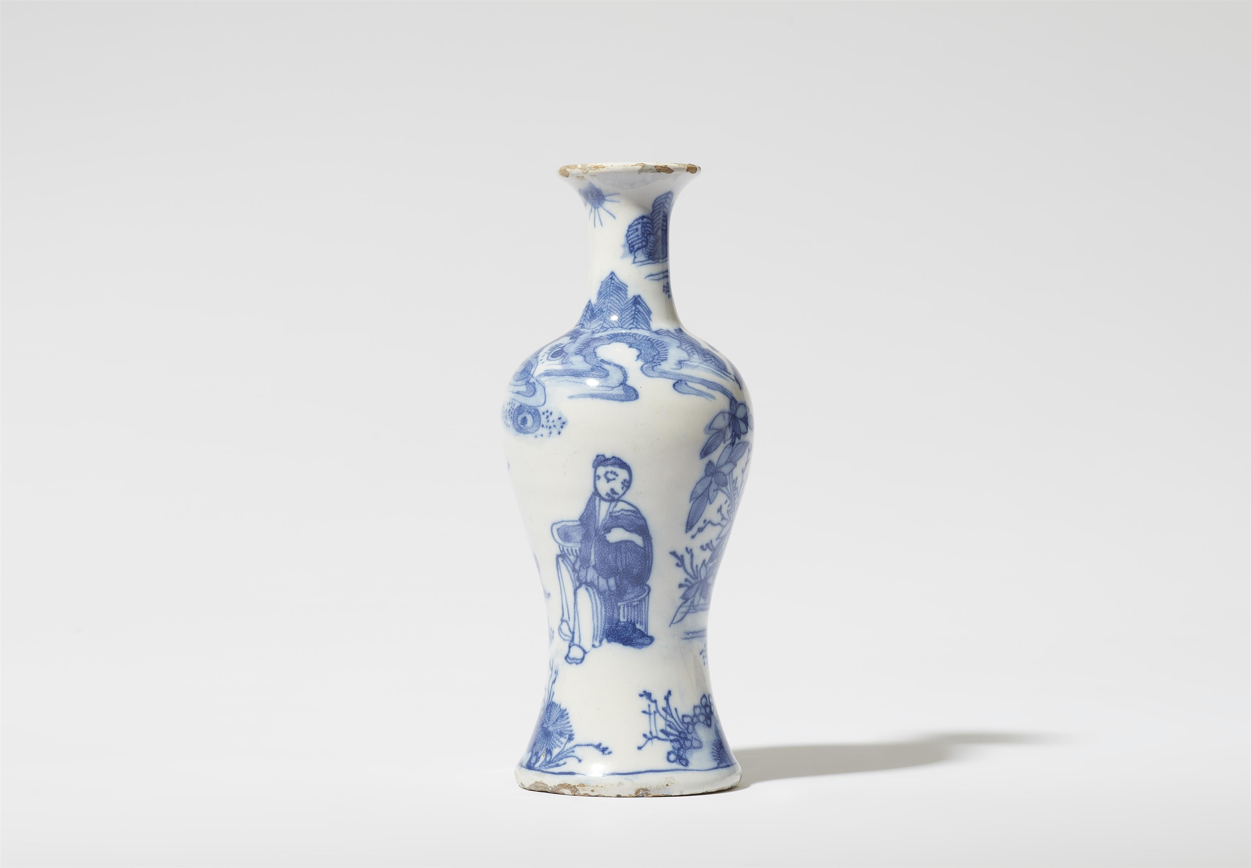 A small baluster-form faience vase with Chinoiserie decor - image-1