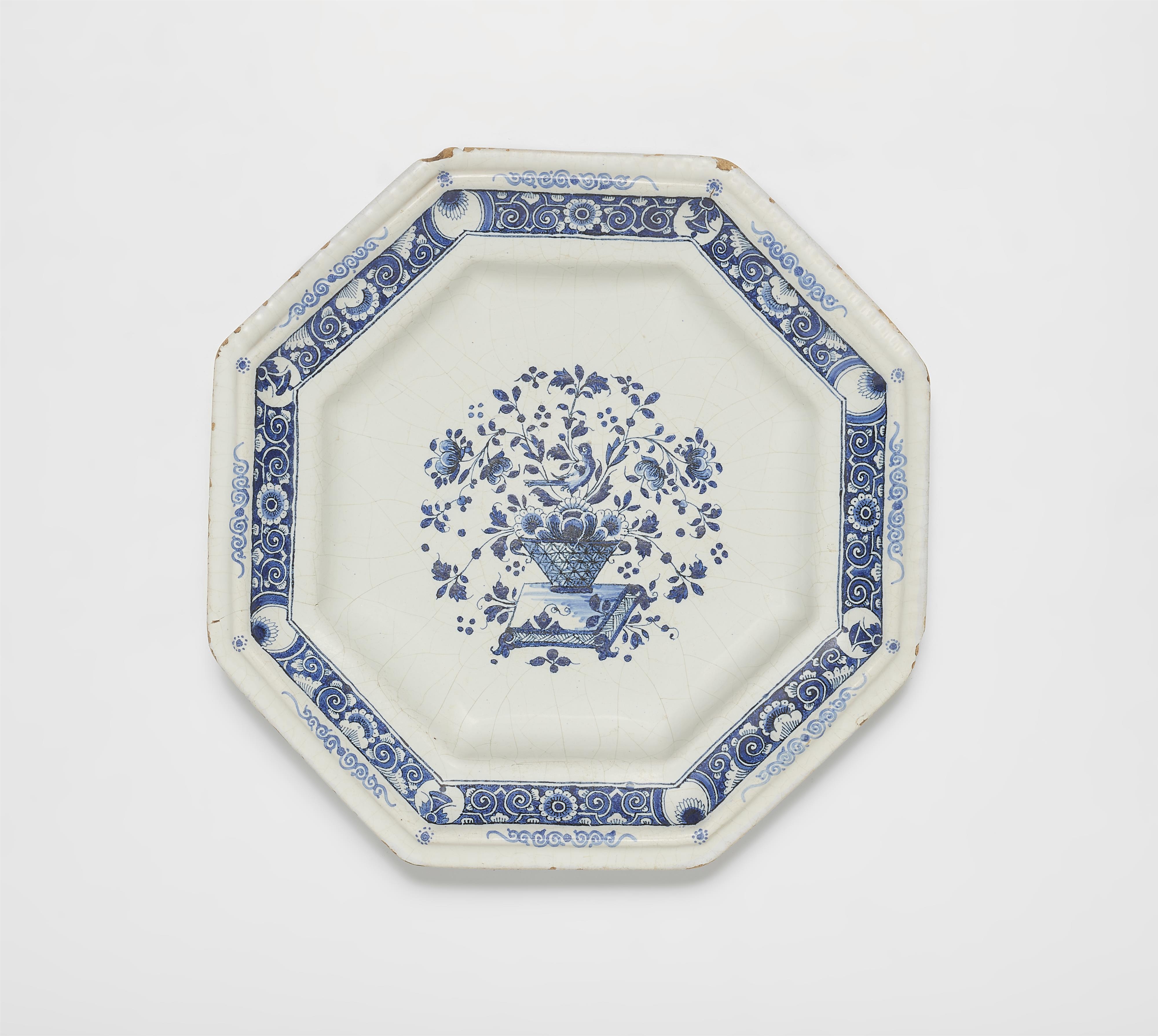 An octagonal Strasbourg faience dish with lambrequin decor - image-1