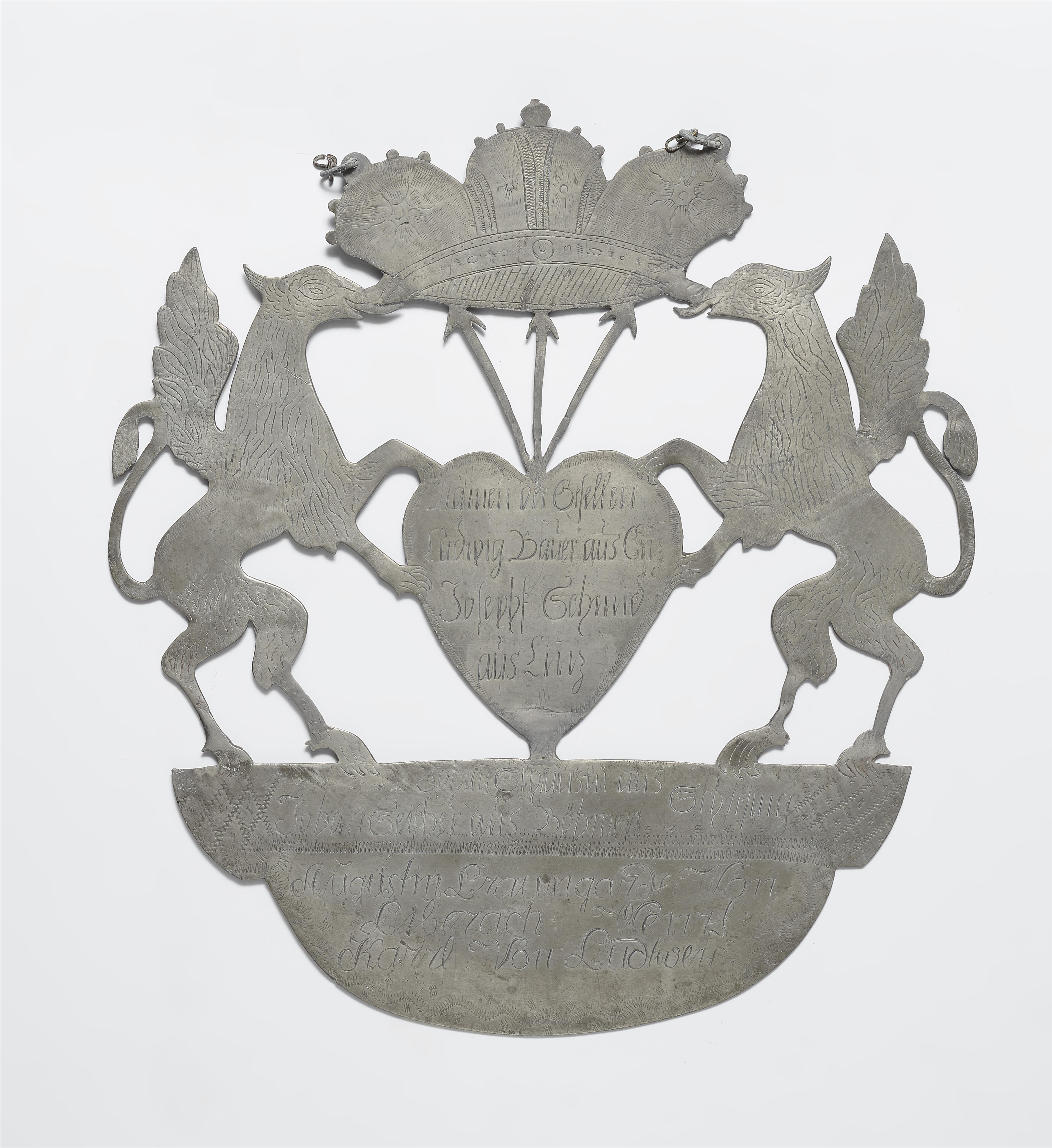 An Austrian pewter guild shield - image-1