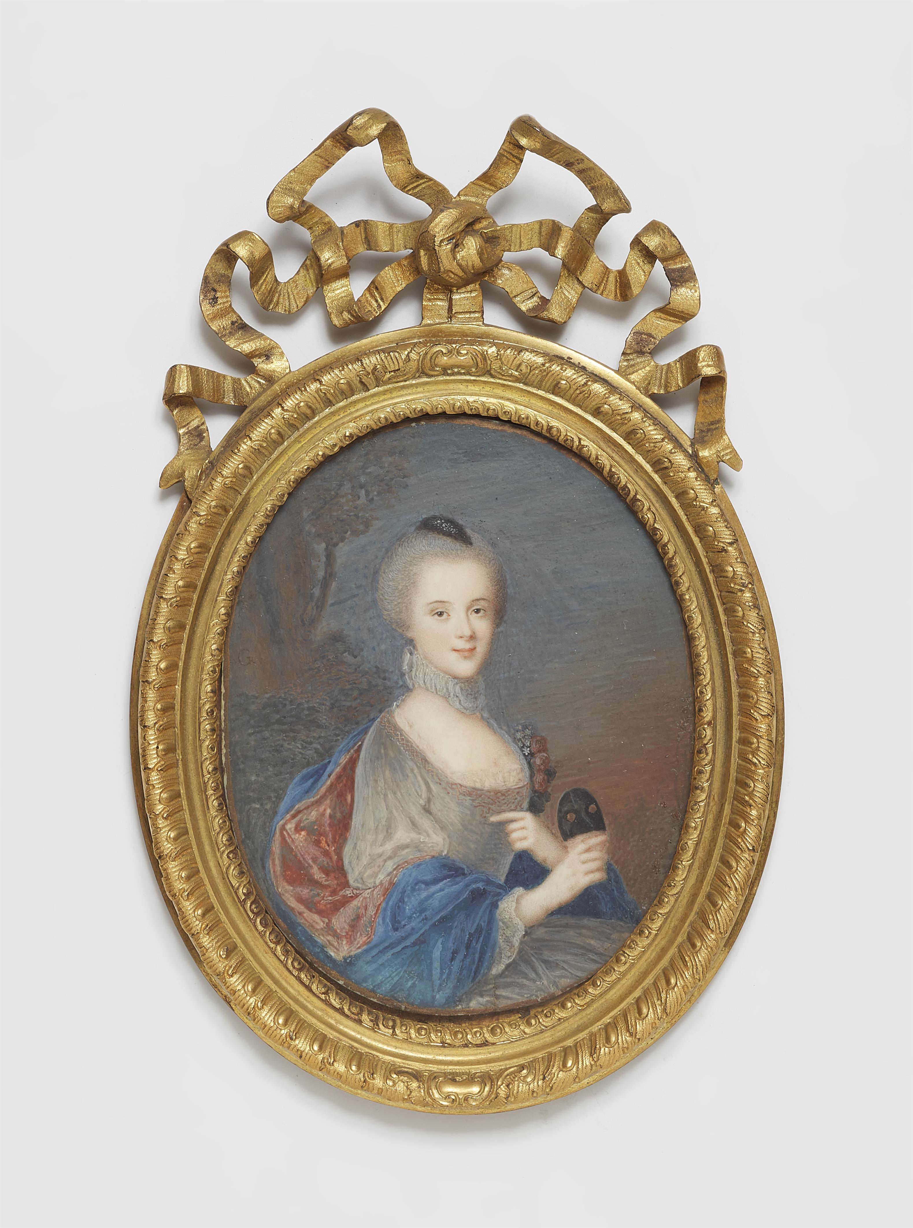 A portrait miniature of a lady with a mask - image-1