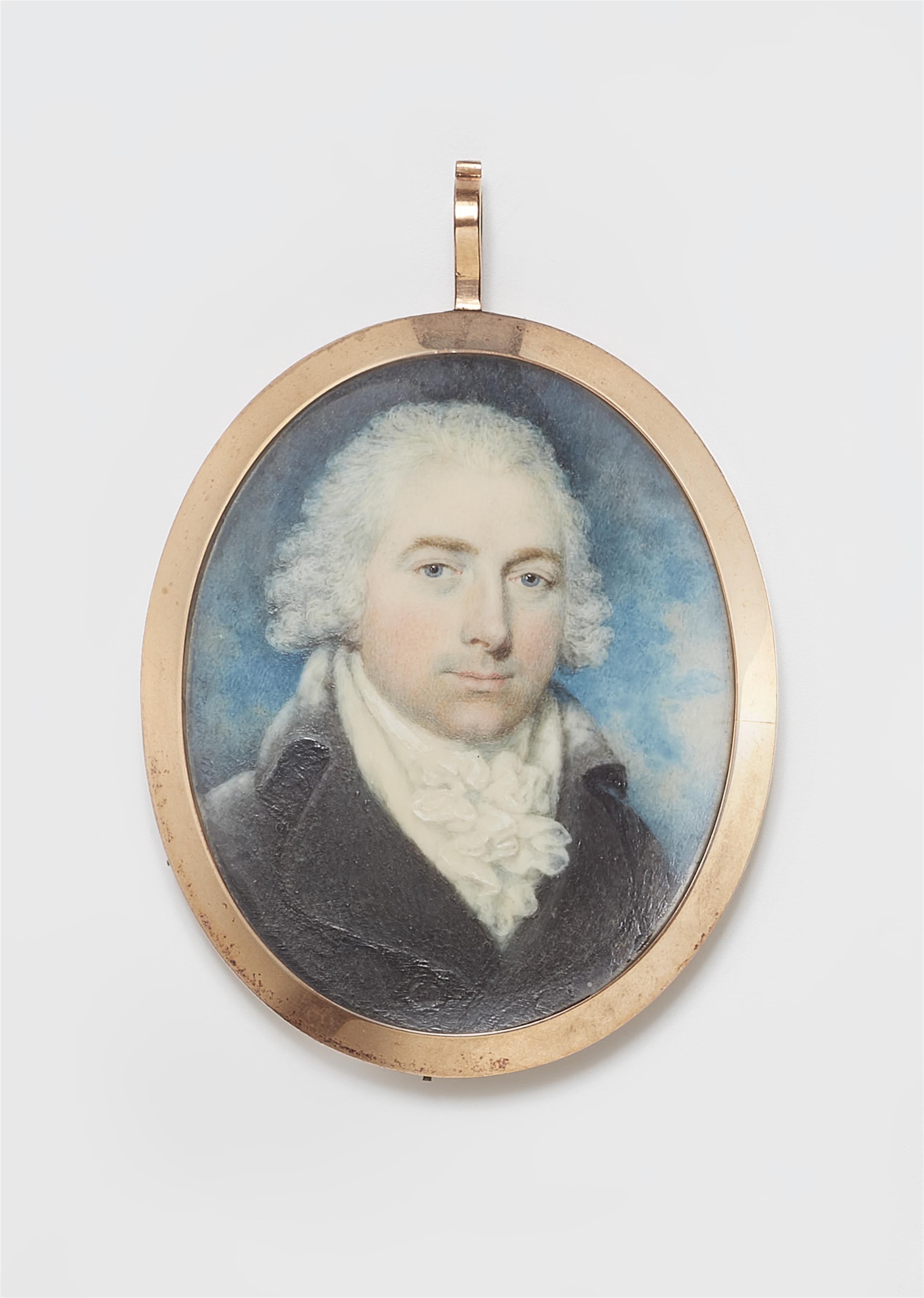 An English portrait miniature of a gentleman with brown coat - image-1