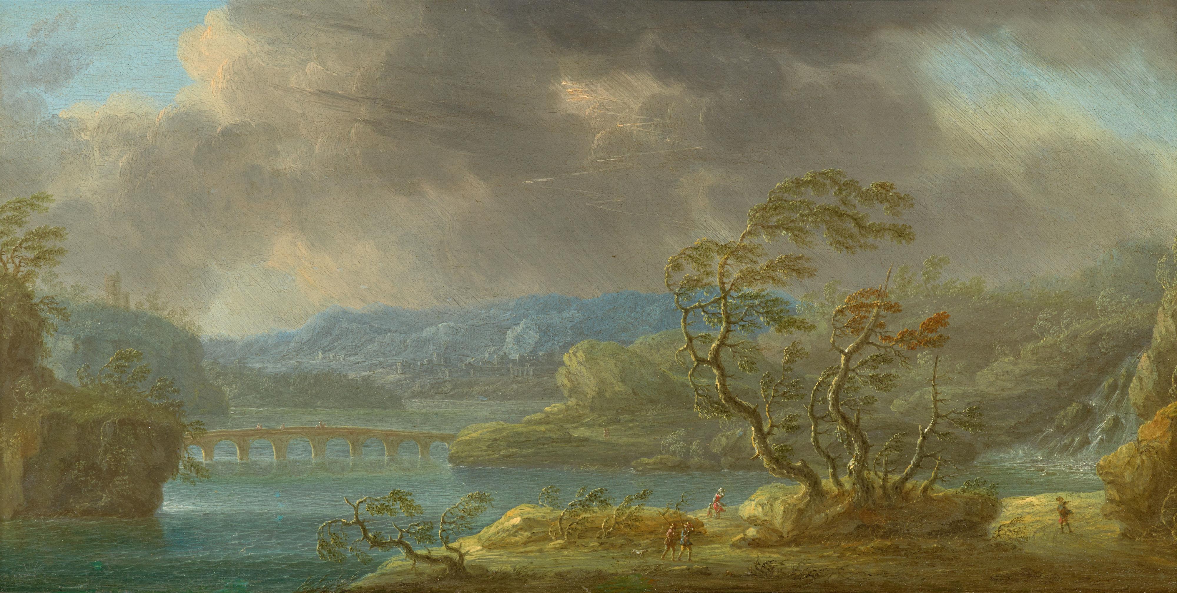 Orazio Grevenbroeck - View of a Southern Harbour

Southern Landscape with River and Bridge in Stormy Weather - image-2