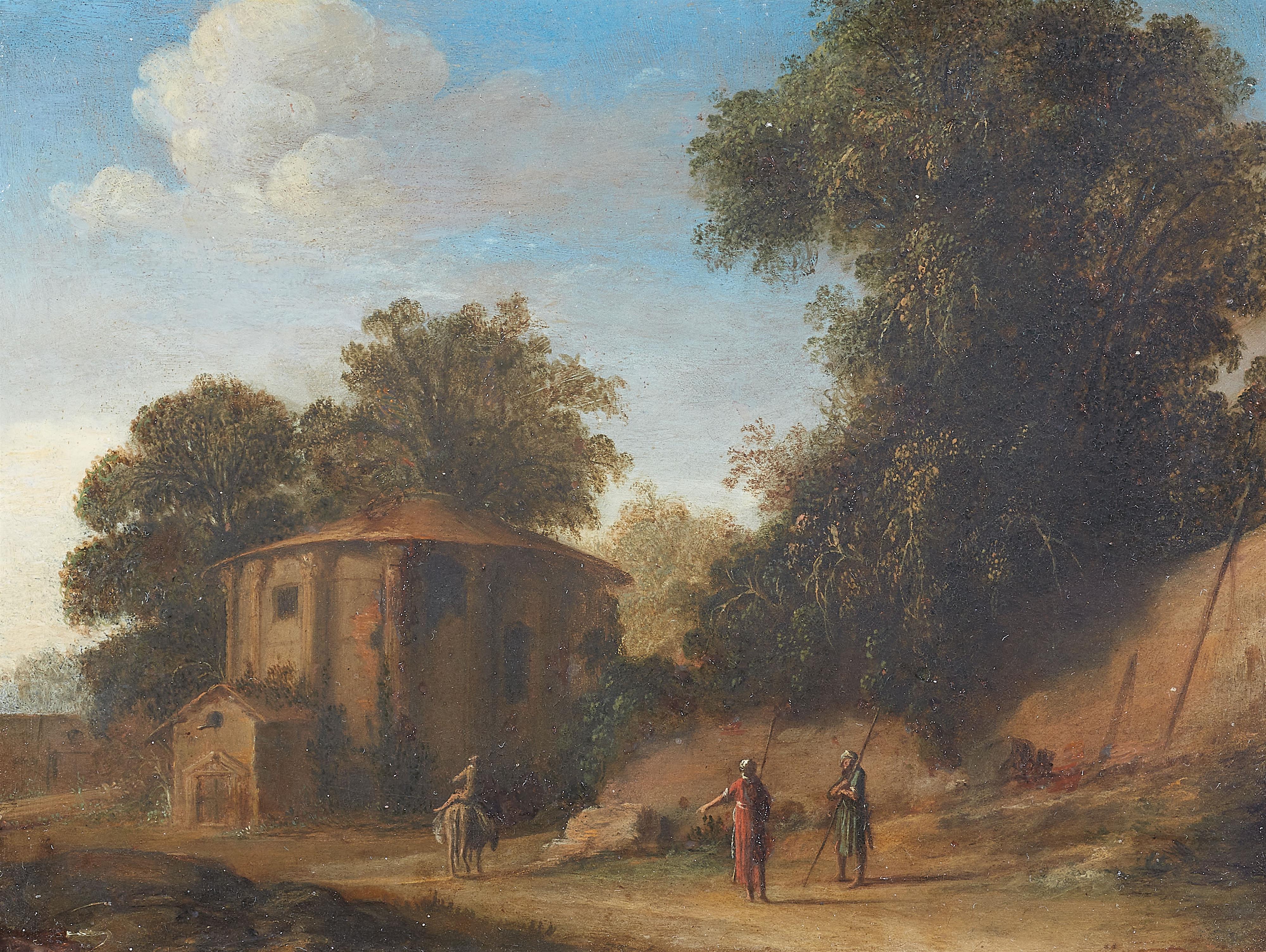 Niederländischer, in Italien tätiger Künstler - Southern landscape with small Roman round temple - image-1