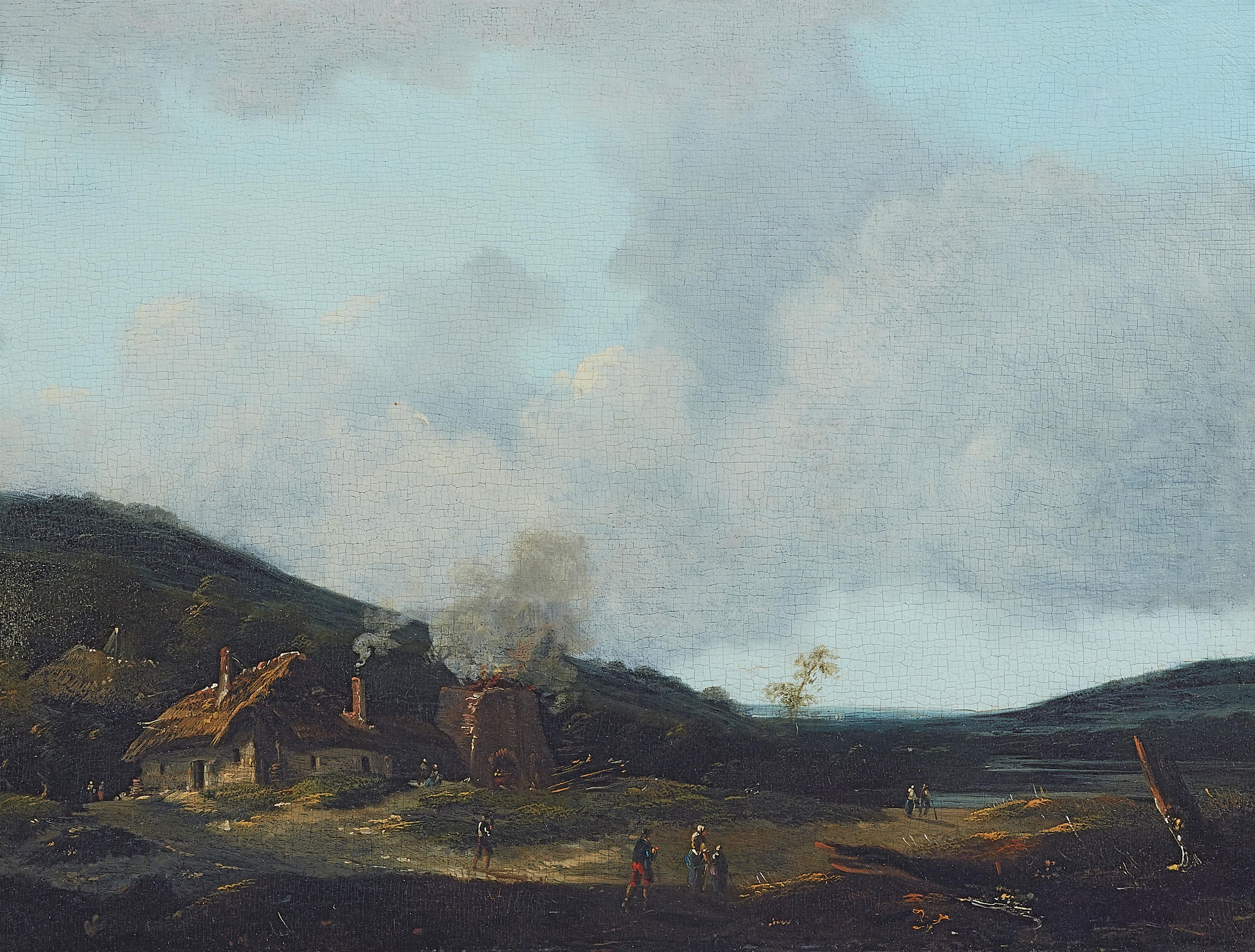 Norbert Joseph Carl Grund, attributed to - Small Landscape with a Farmstead and Staffage - image-1