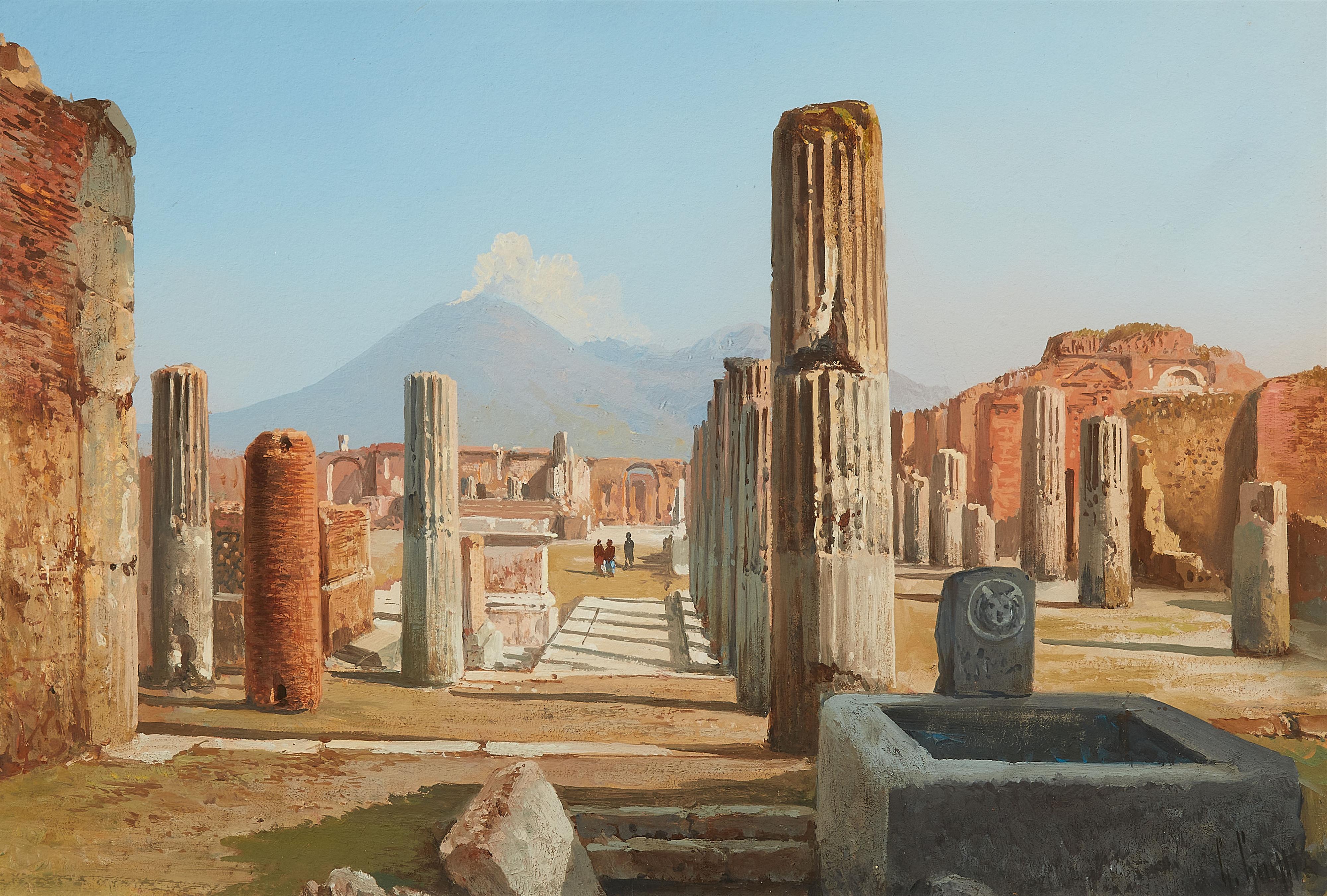 Guglielmo Giusti - Ansicht der Bucht von Neapel
Anicht von Pompei mit dem Vesuv im Hintergrund - image-2
