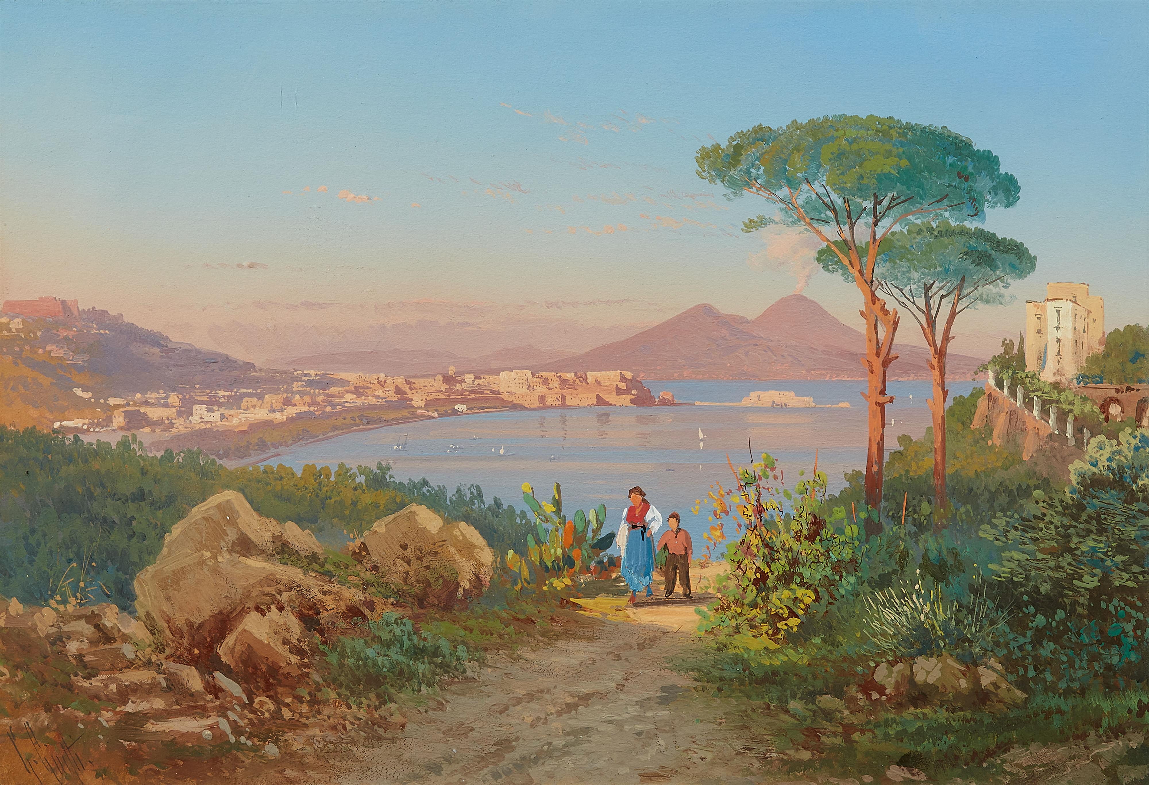Guglielmo Giusti - Ansicht der Bucht von Neapel
Anicht von Pompei mit dem Vesuv im Hintergrund - image-1