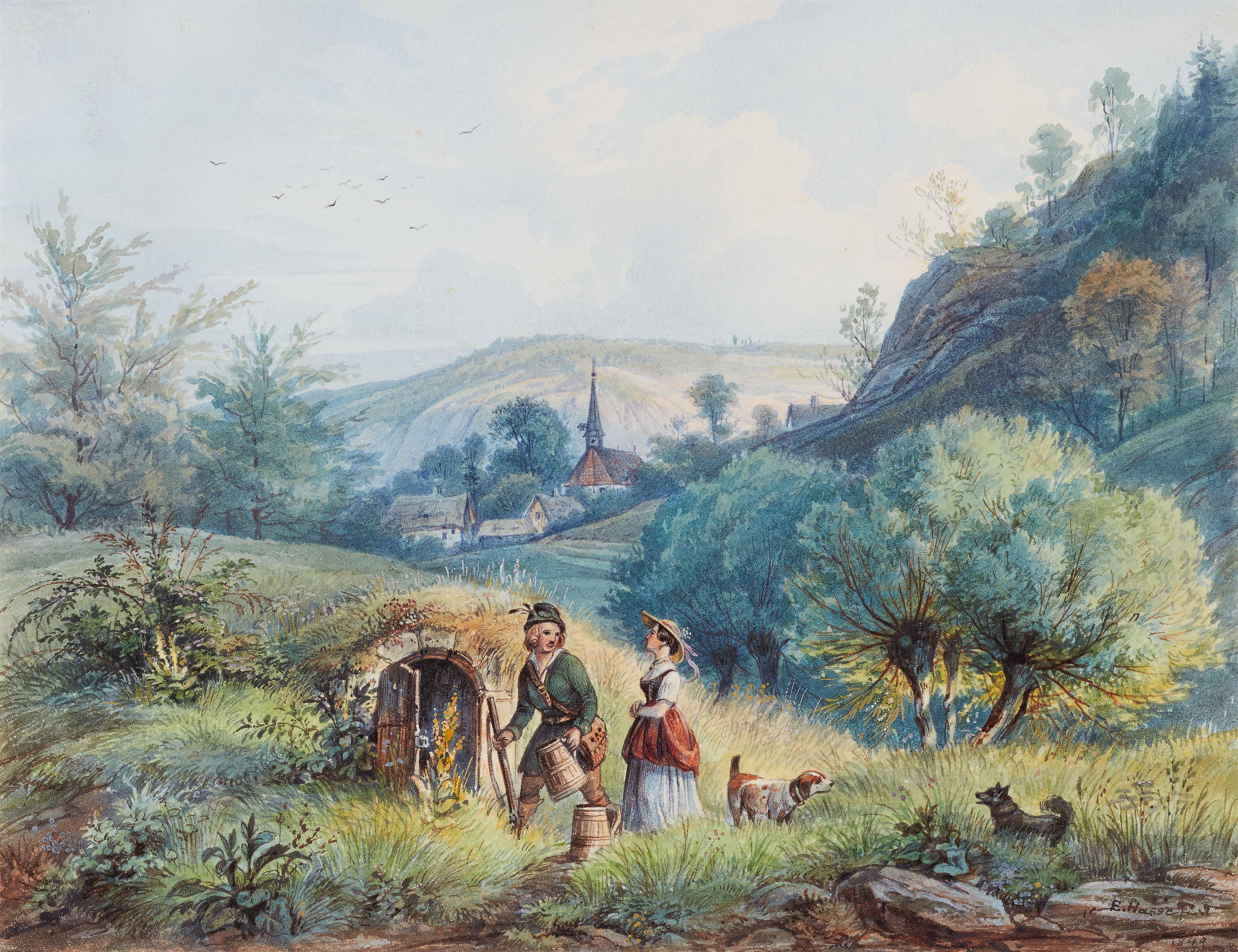 Ernst Hasse - Junges Bauernpaar am Weinkeller - image-1