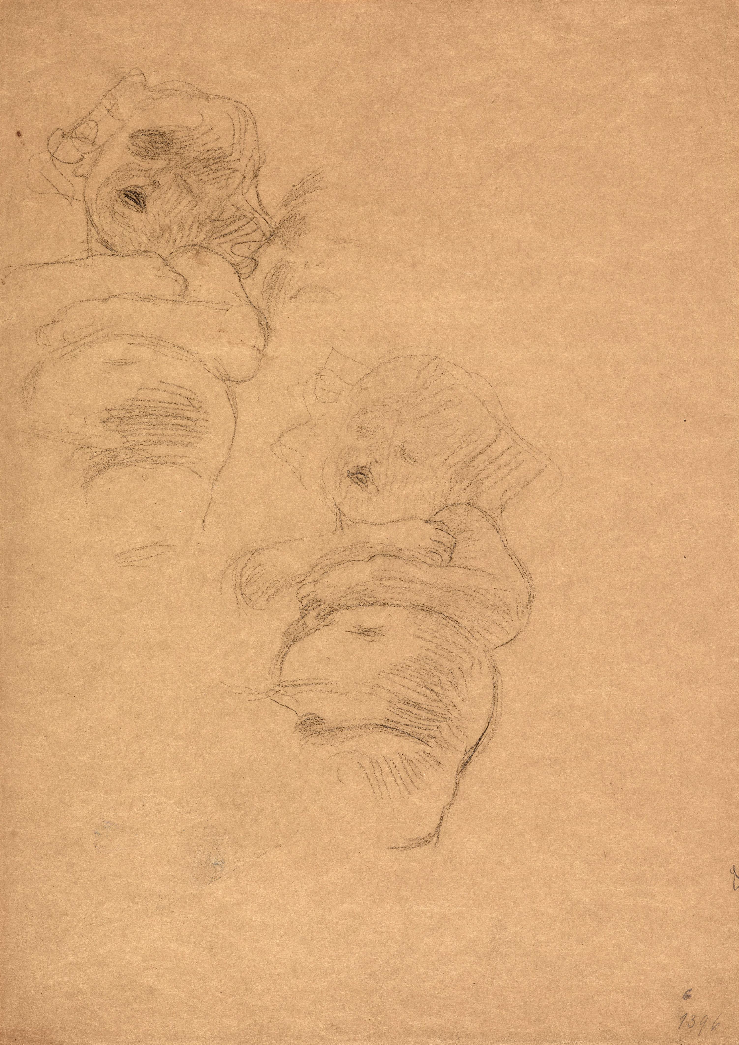 Gustav Klimt - Zwei Studien eines schlafenden Kindes - image-1