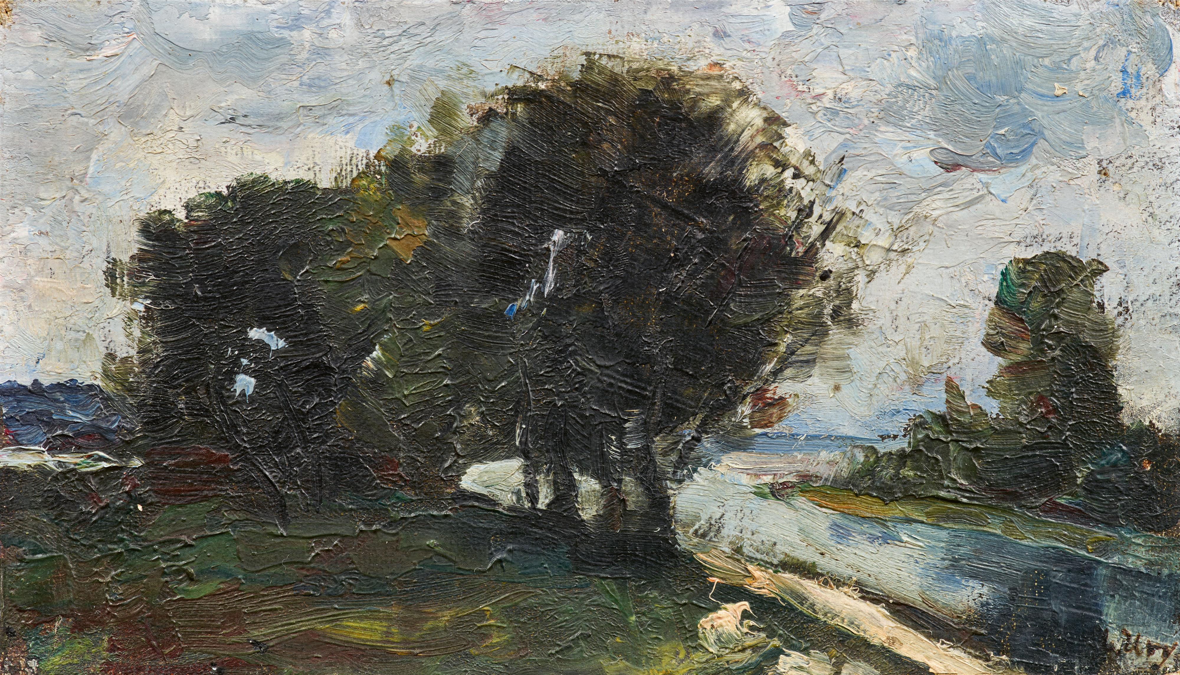 Lesser Ury - Bäume am Fluss - image-1