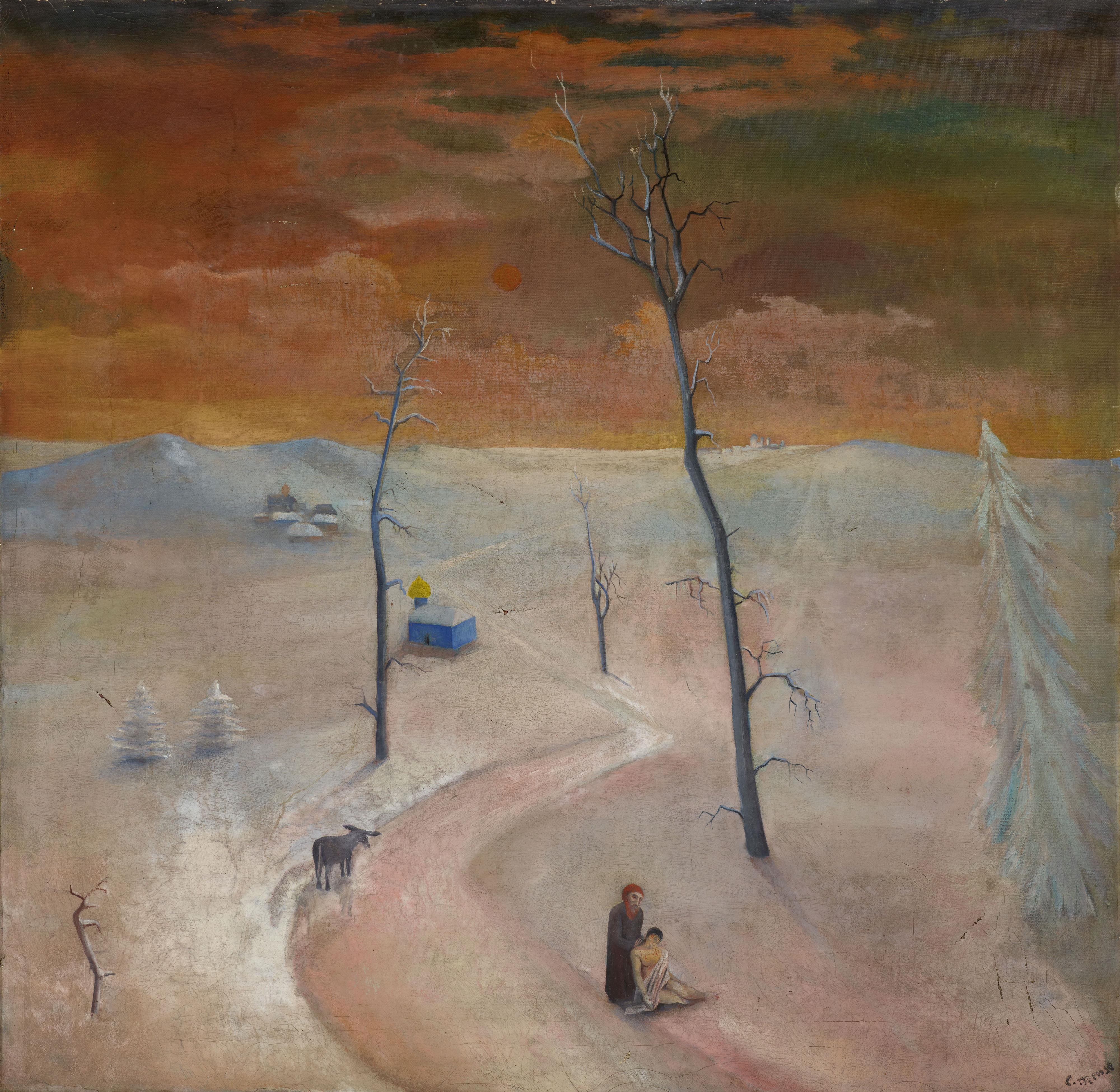 Carlo Mense - Landschaft mit barmherzigem Samariter (Russische Winterlandschaft) - image-1