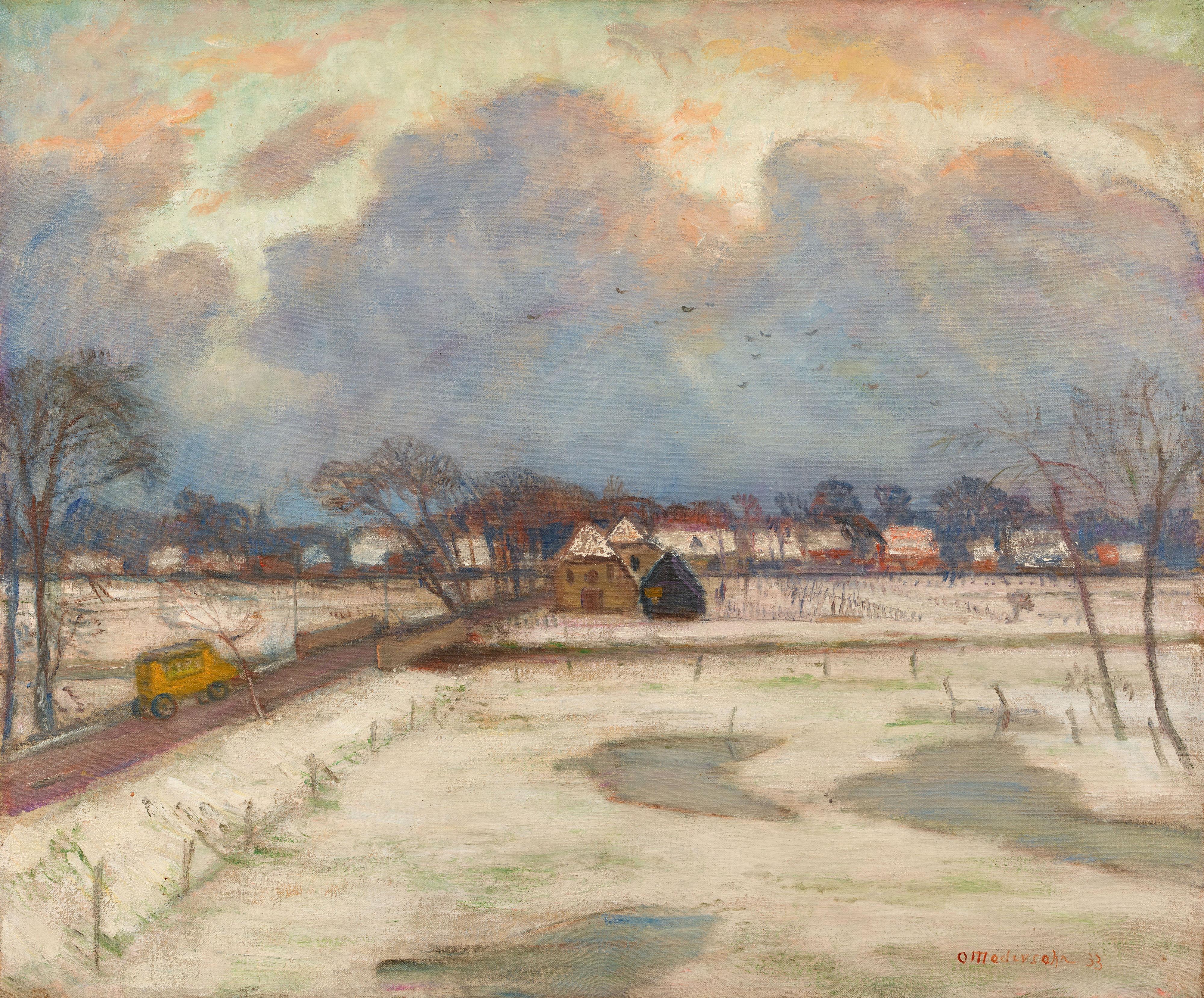 Otto Modersohn - Winter in Fischerhude. Verso: Herbstlandschaft am See. - image-1