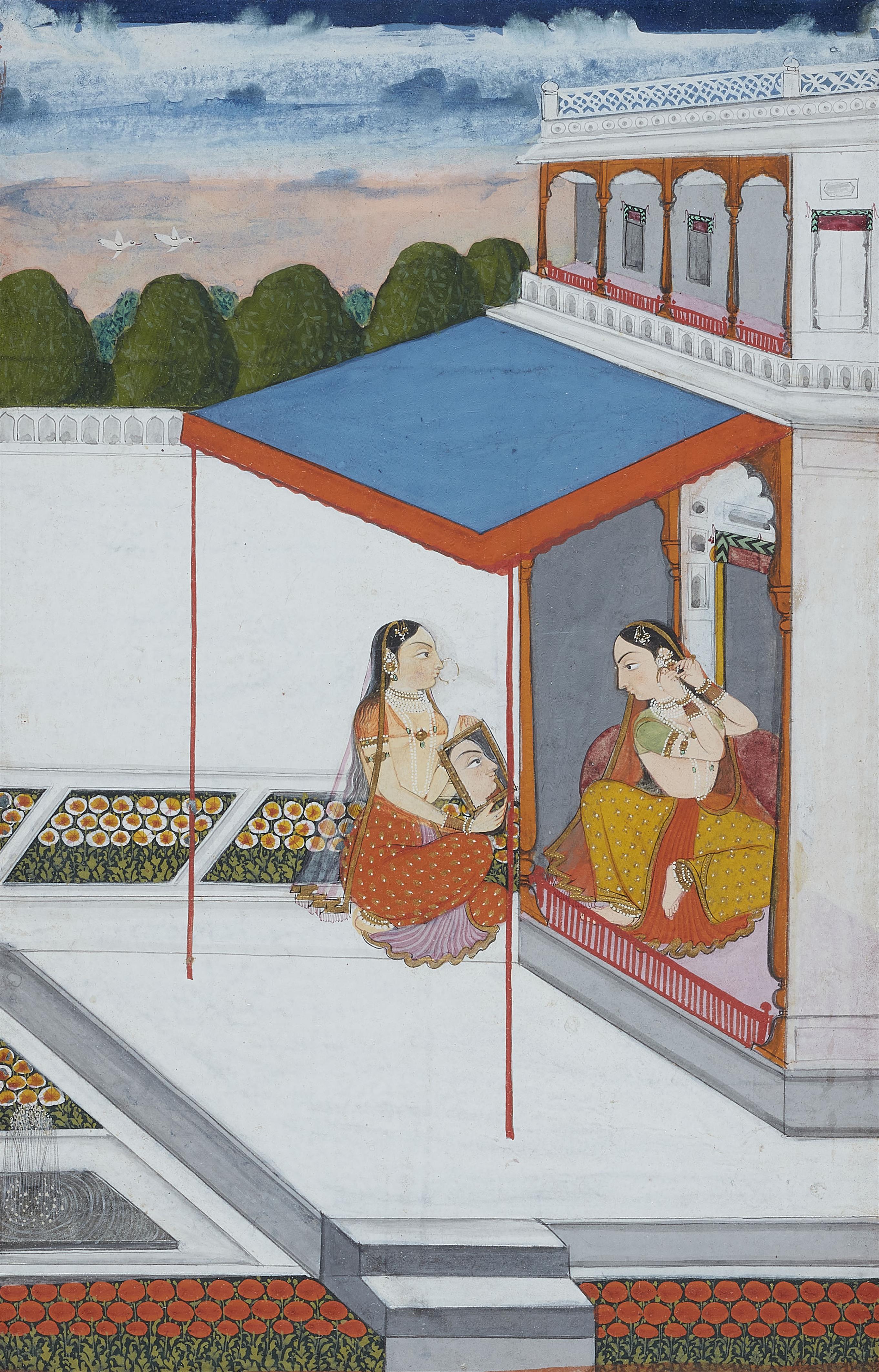 Zwei Seiten aus einer Ragamala-Serie. Dekkan, Golkonda/Hyderabad. Um 1780 - image-1