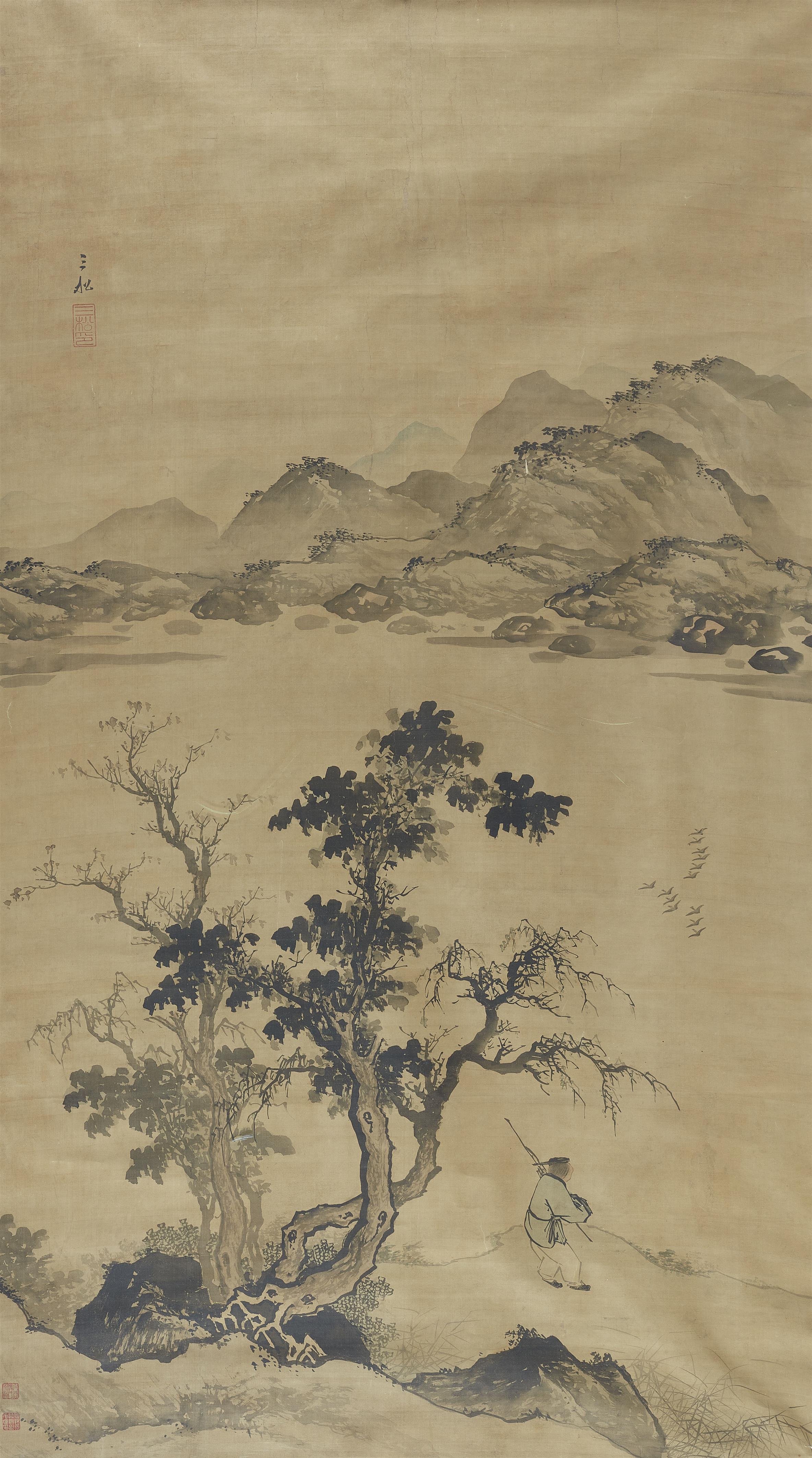 Pilger am See unter Bäumen. Frühe Qing-Zeit - image-1