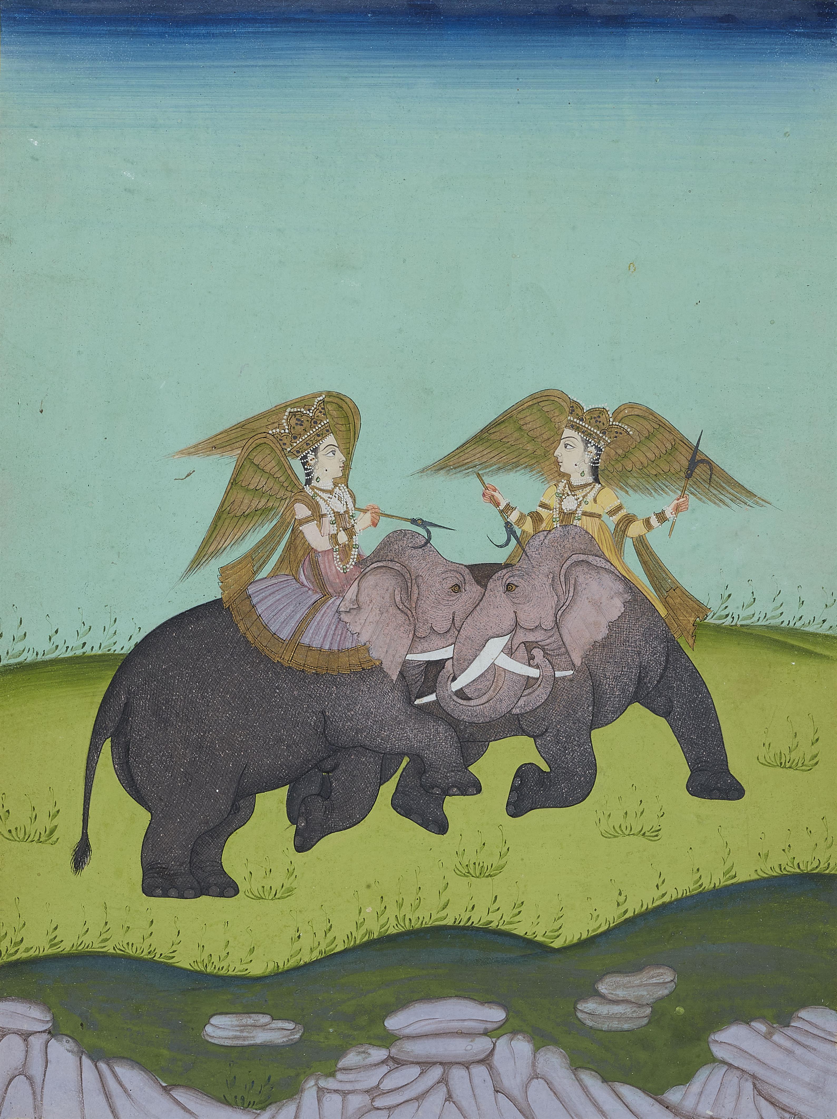 Two fighting elephants. Deccan, Golconda/Hyderabad. 18/19th century - image-1