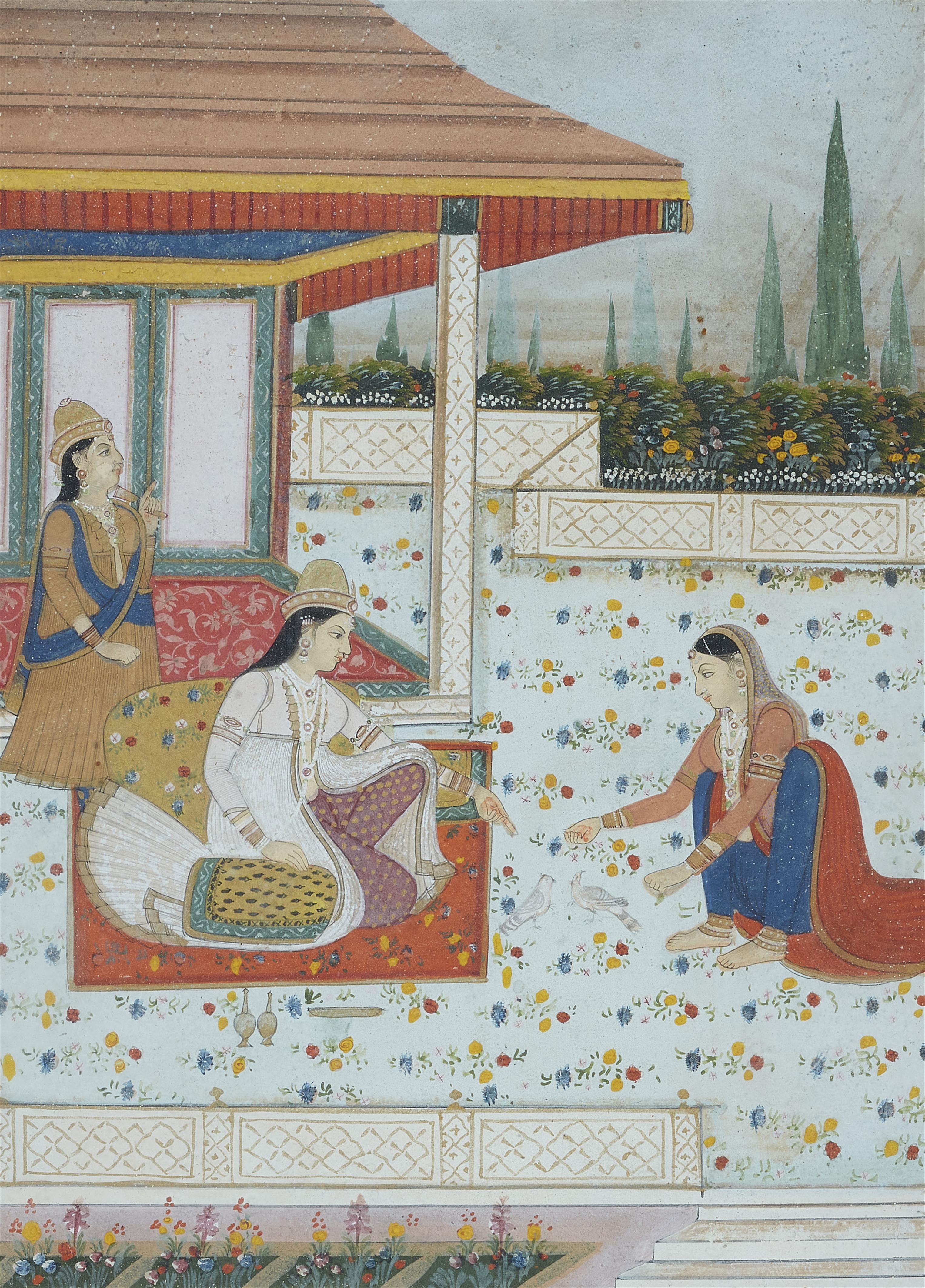 Palace ladies on a terrace. Deccan. 18/19th century - image-1