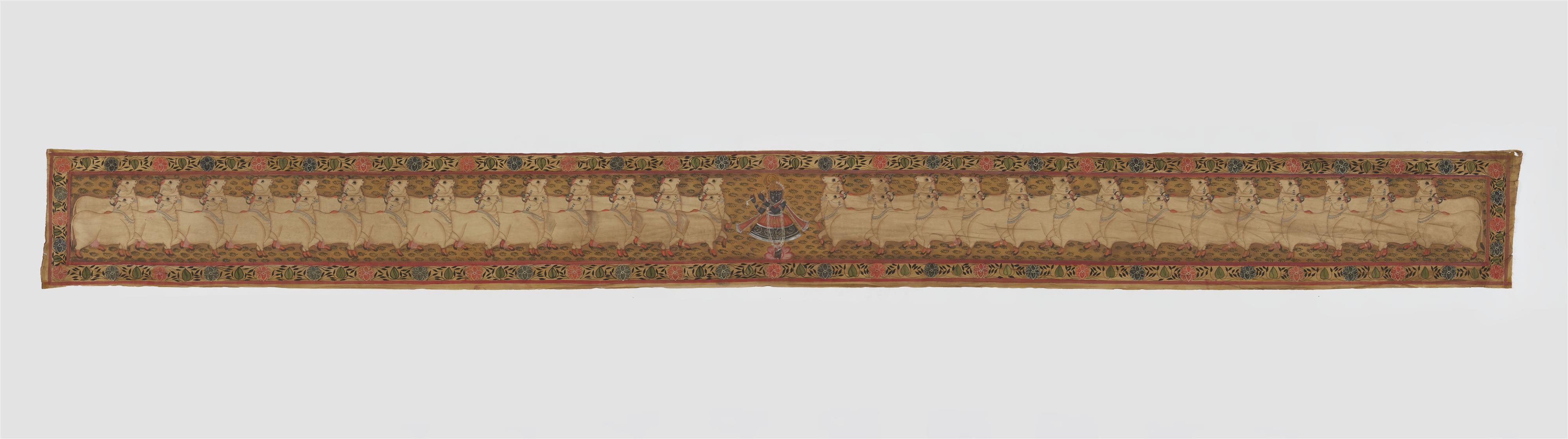 A long Nathadwara painted cloth. Western India, Rajasthan, Nathadwara. 20th century - image-2