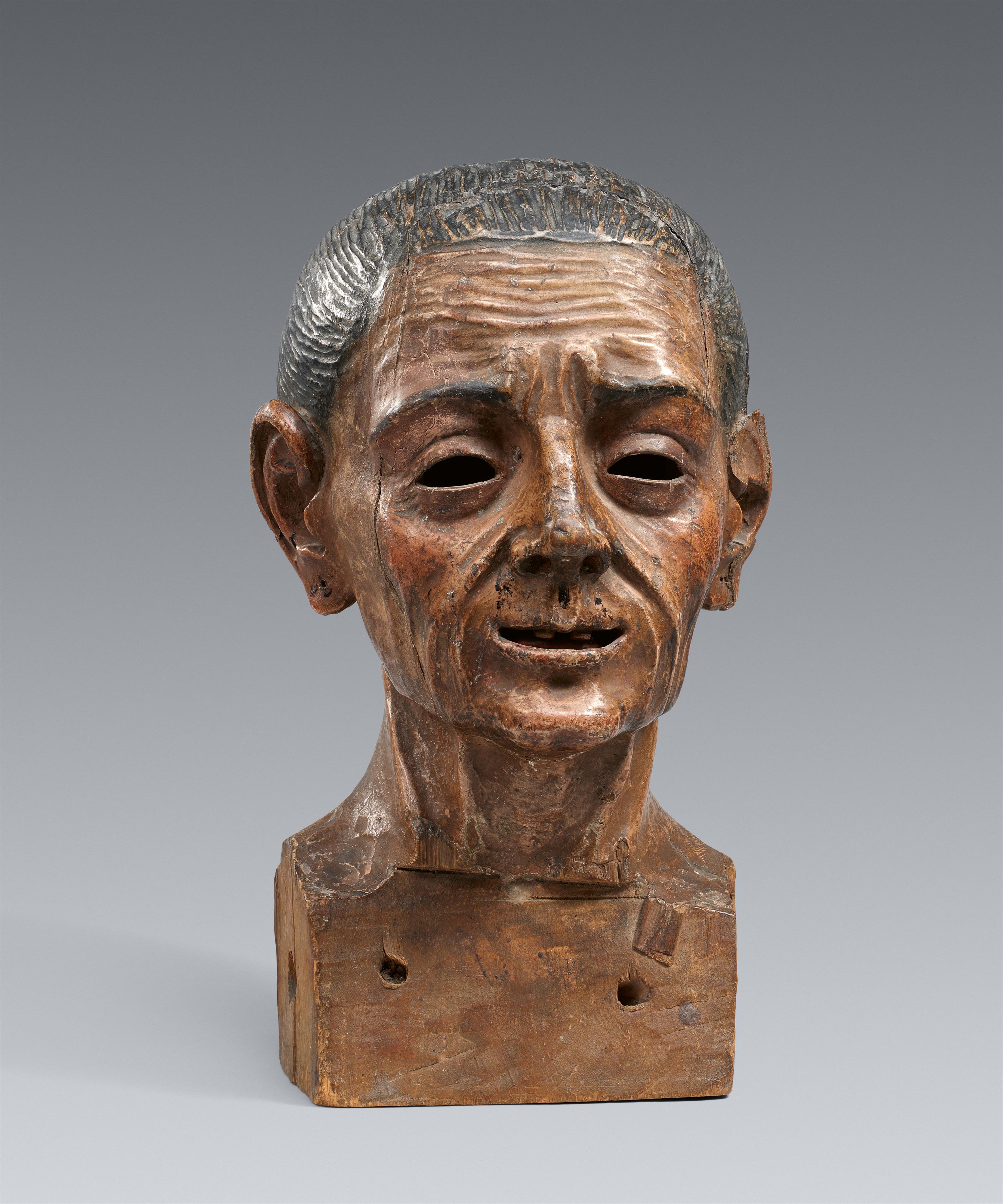 A polychromed wood head of an old man. Late 19th century - image-1