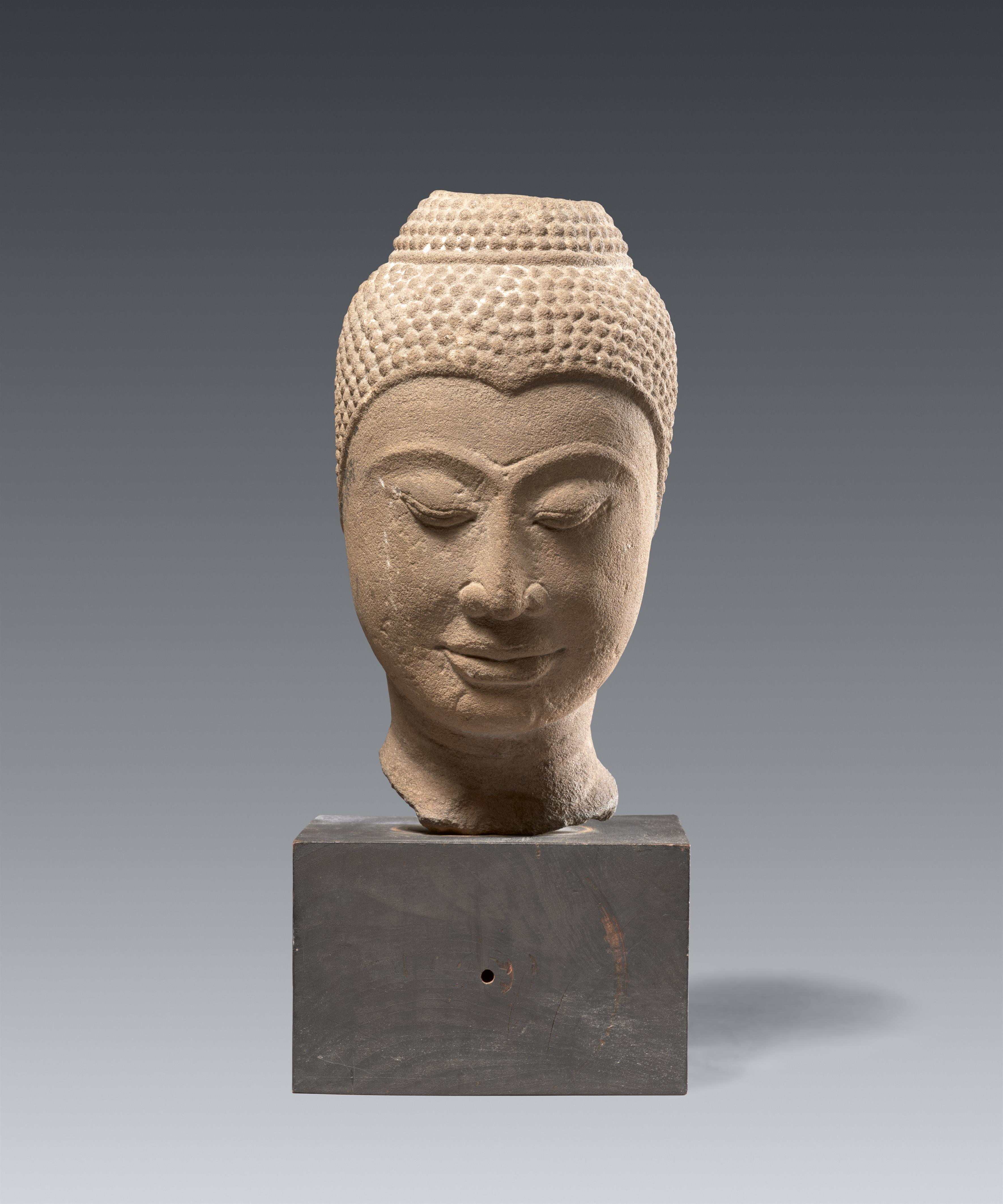 An Ayutthaya stone head of a Buddha. Thailand. 16th century - image-1