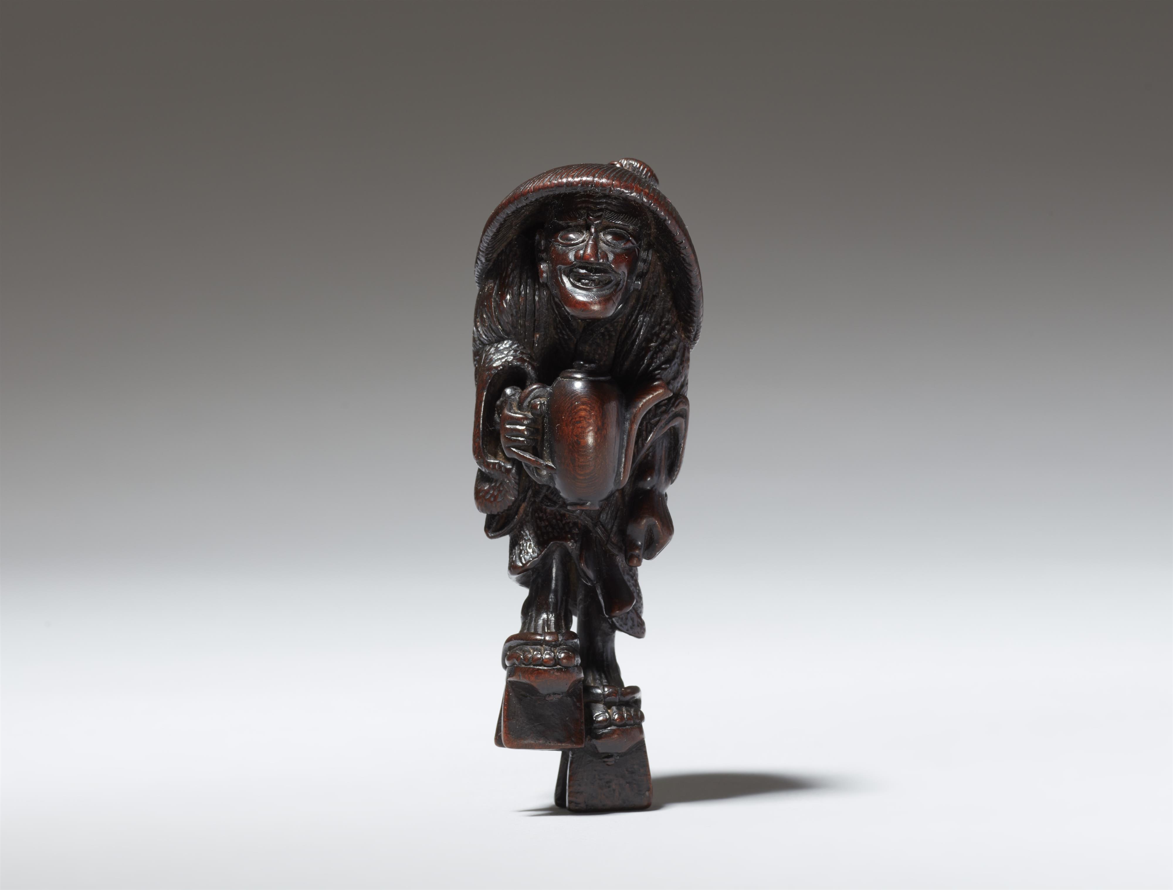 Netsuke des sogenannte Öldiebs (abura -bozu). Dunkles Holz. 19. Jh. - image-2