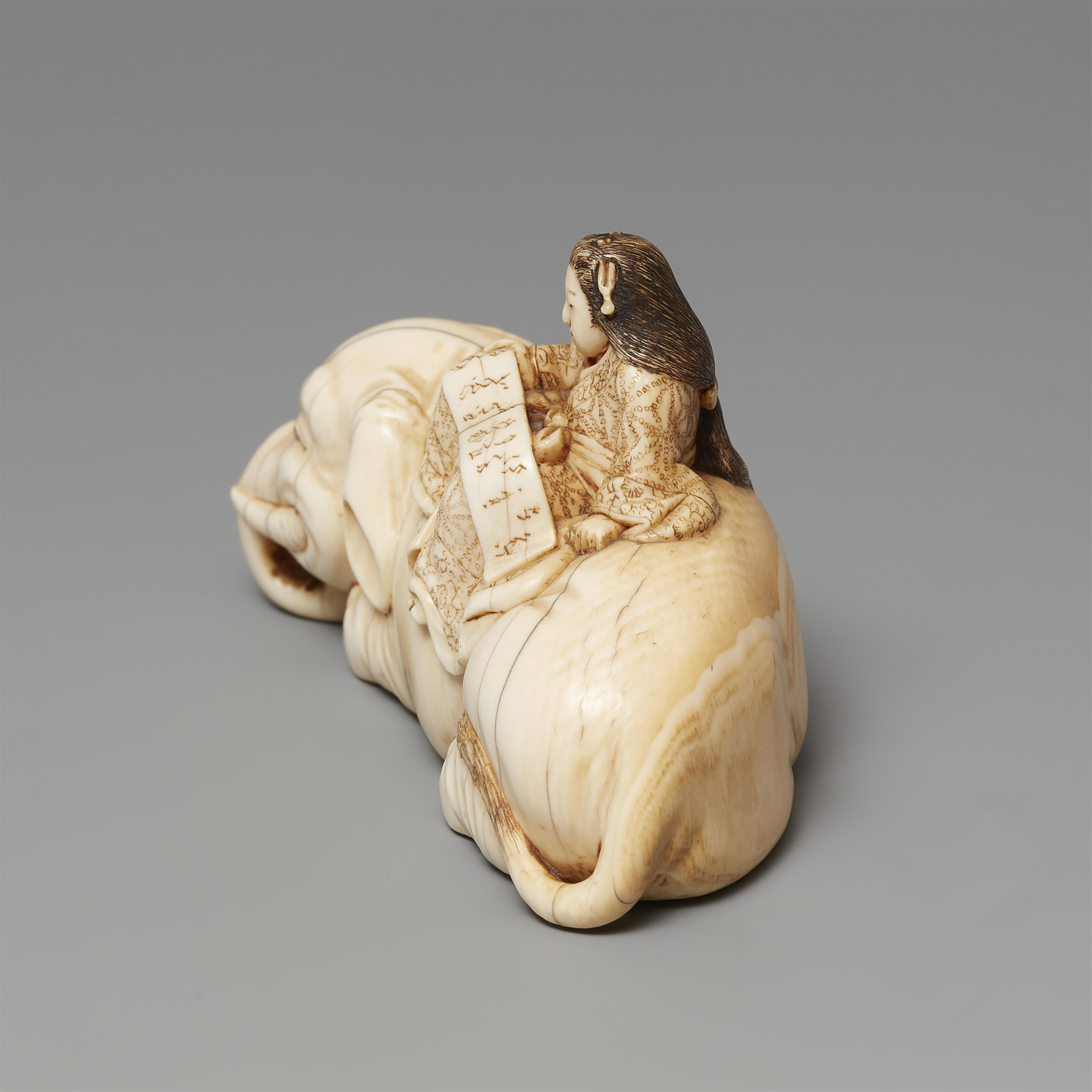 An Edo ivory netsuke of Eguchi no Kimi by Tomochika. Mid-19th century - image-4