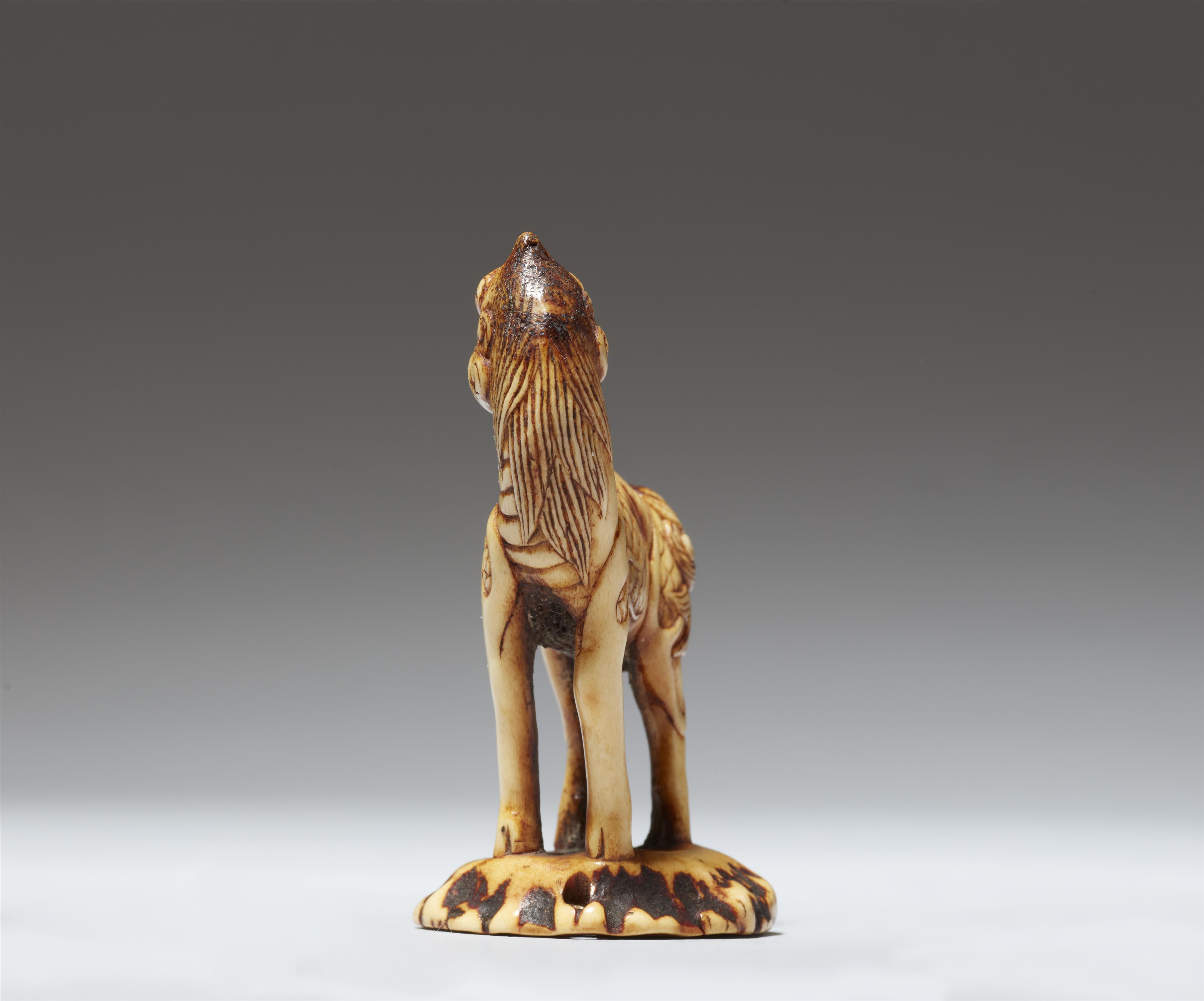 A rare stag antler seal netsuke of a kirin. 18/19th century - image-3