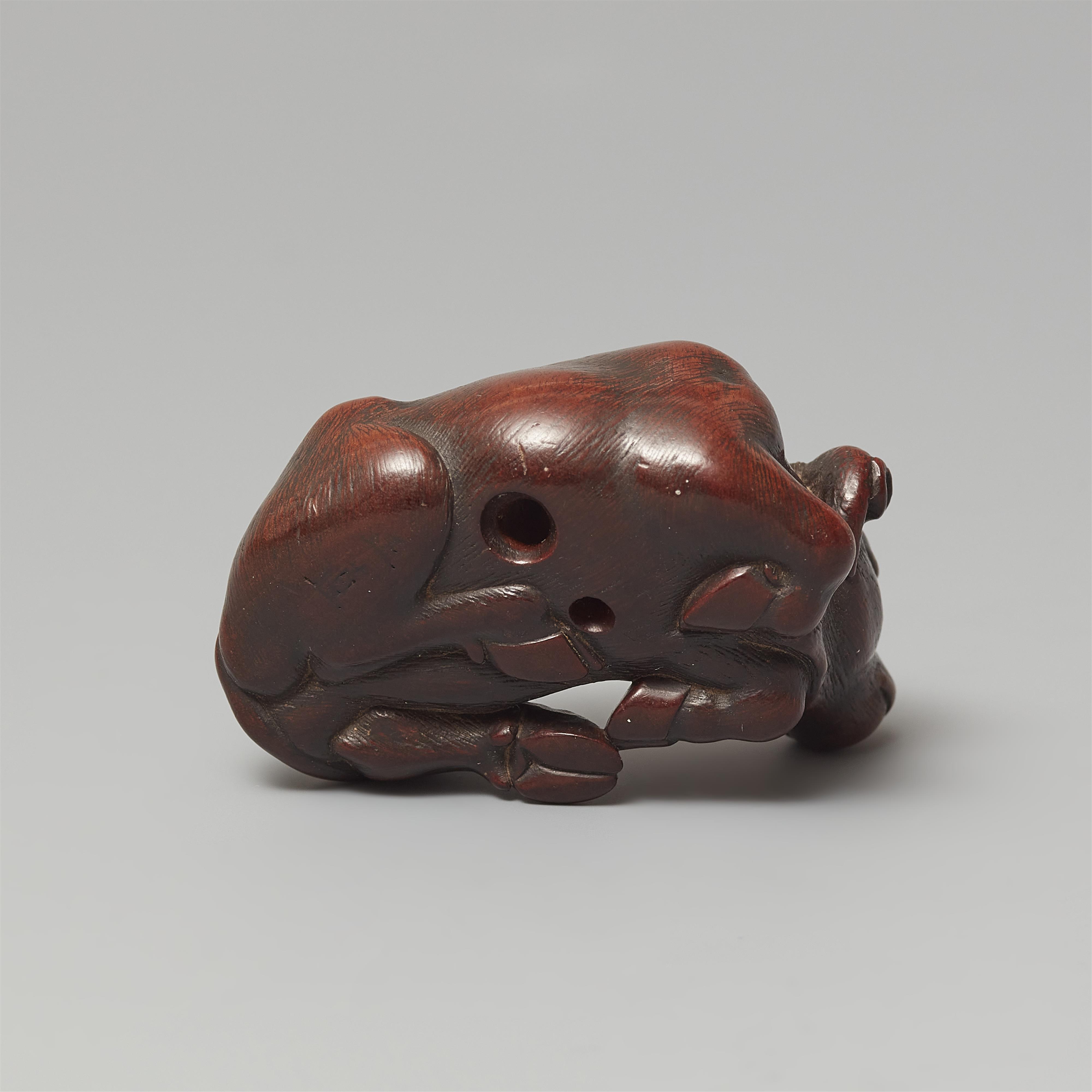 An Ise small wood netsuke of an ox by Masanao. 19th century - image-5