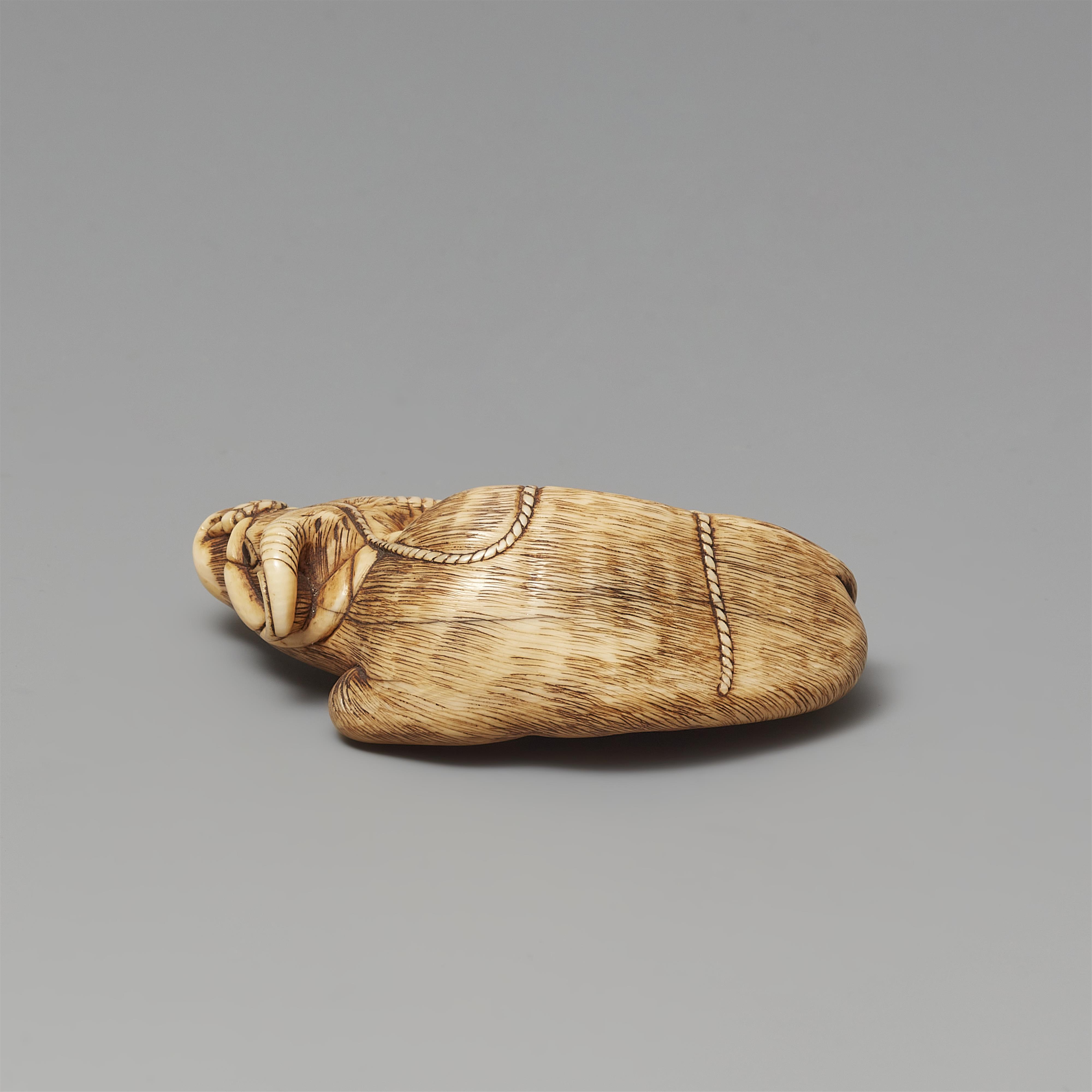 An ivory netsuke of a reclining ox in the manner of Tomotada. 19th century - image-3