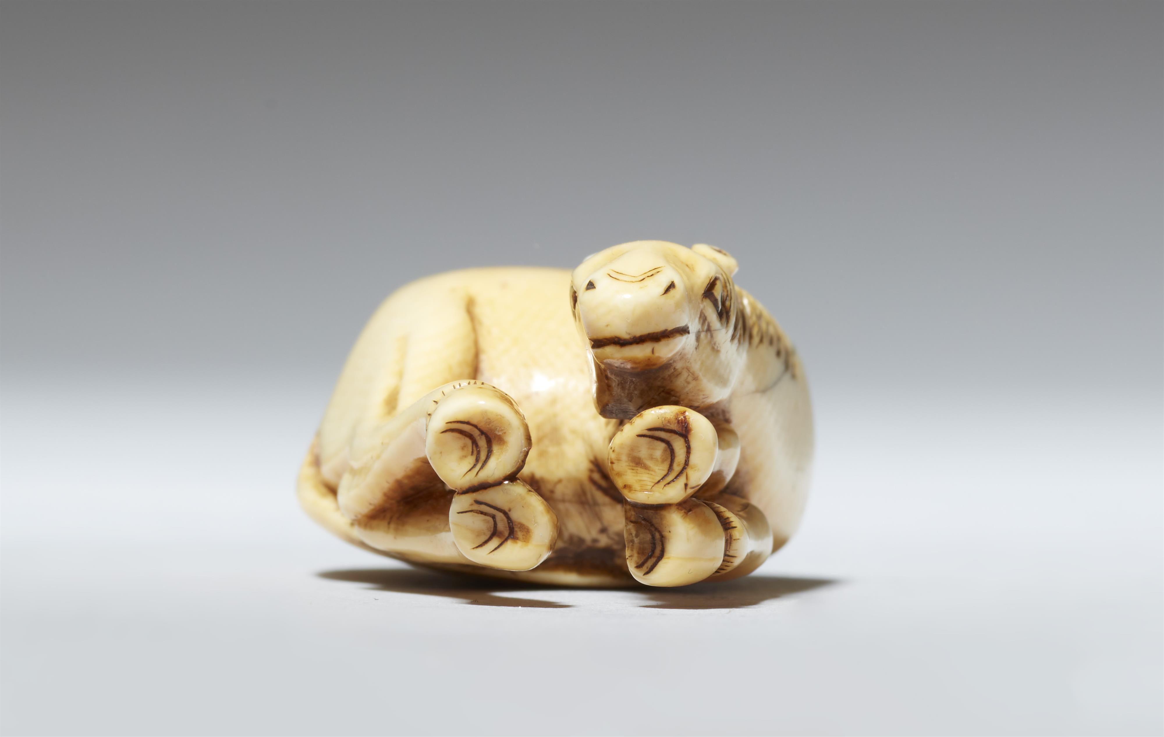 An ivory netsuke of a grazing horse. Around 1800 - image-6