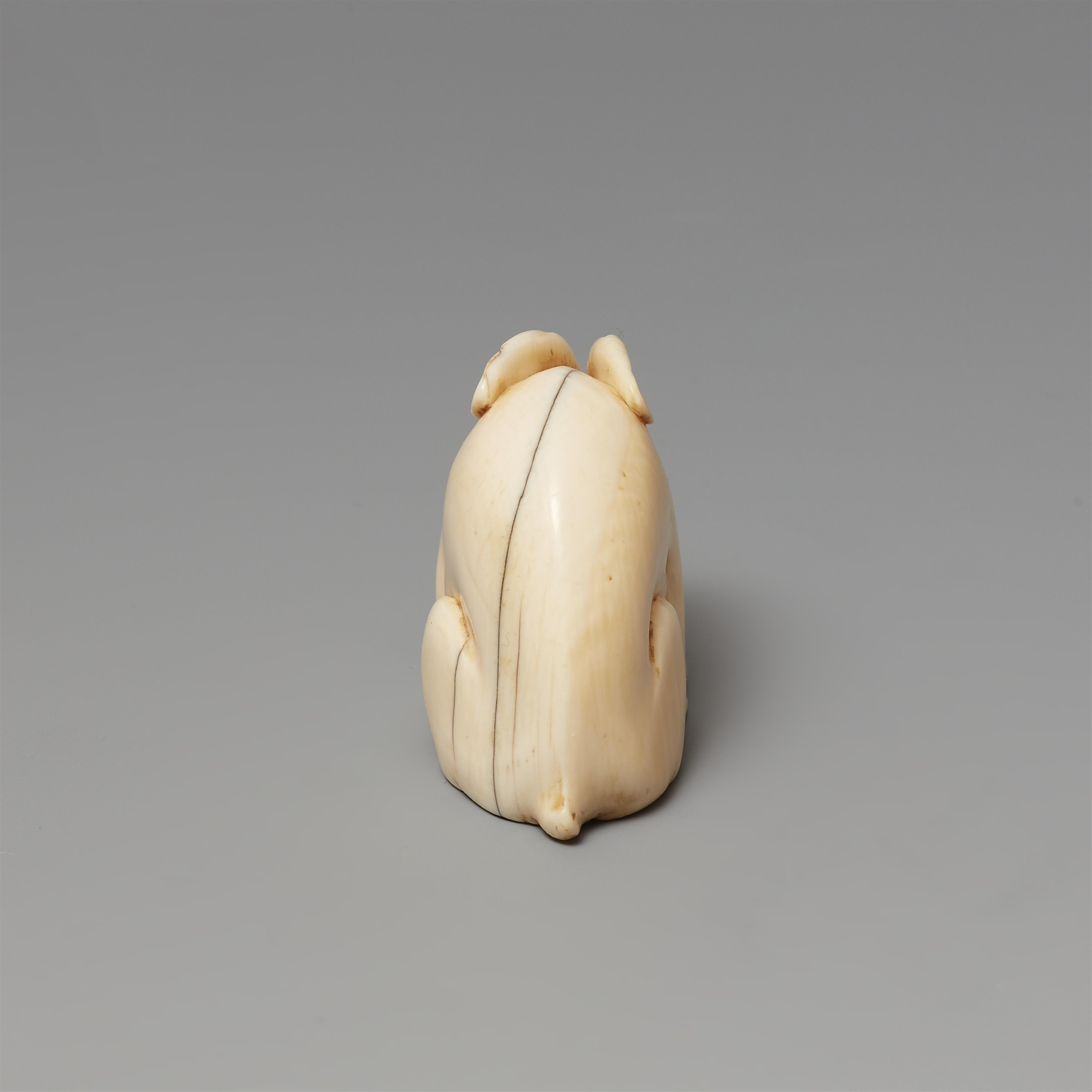 A large Kyoto ivory netsuke of a hare by Kiyotada. Early 19th century - image-5