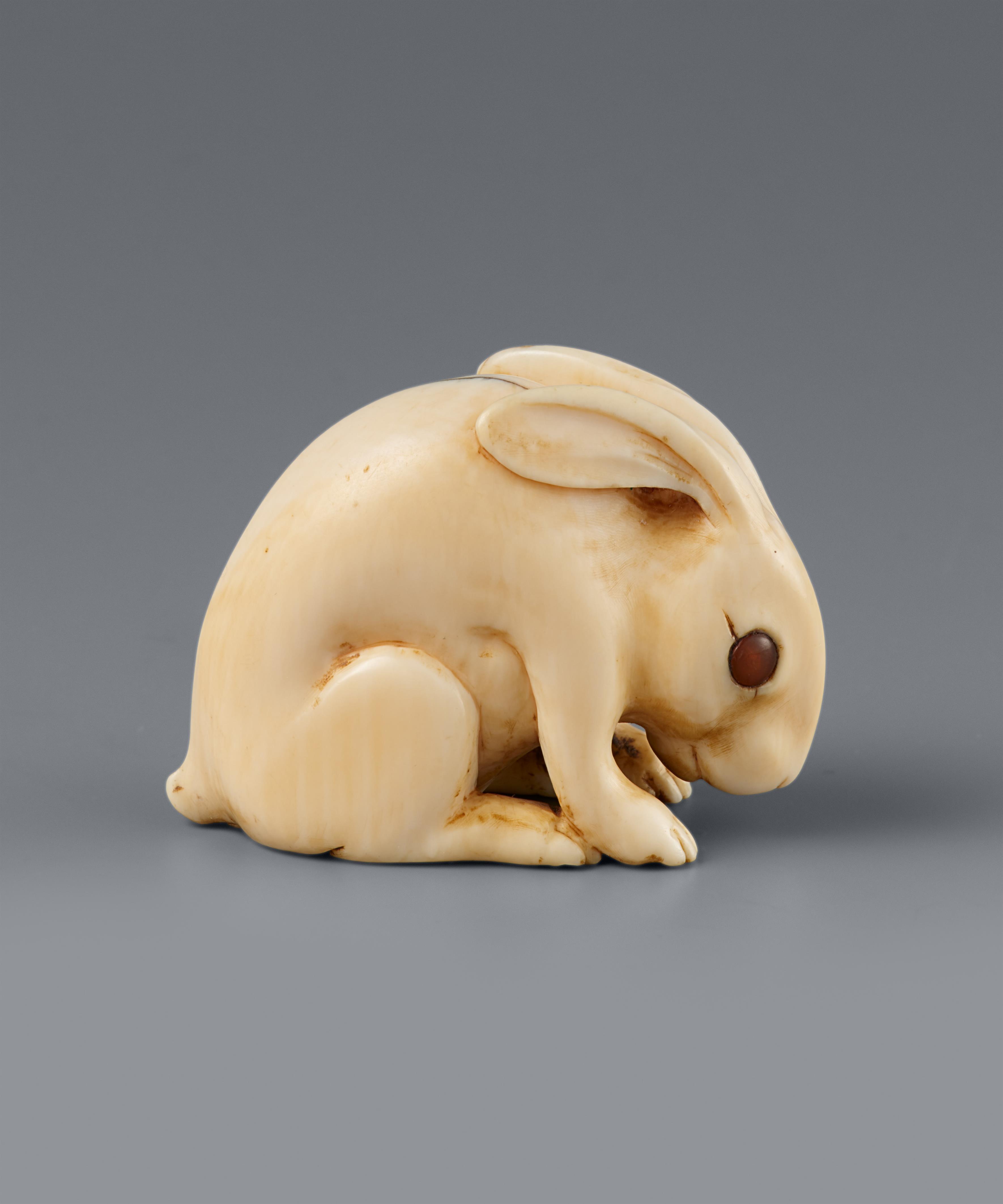 Netsuke eines großen Hasen. Elfenbein. Kyoto. Frühes 19. Jh. - image-8