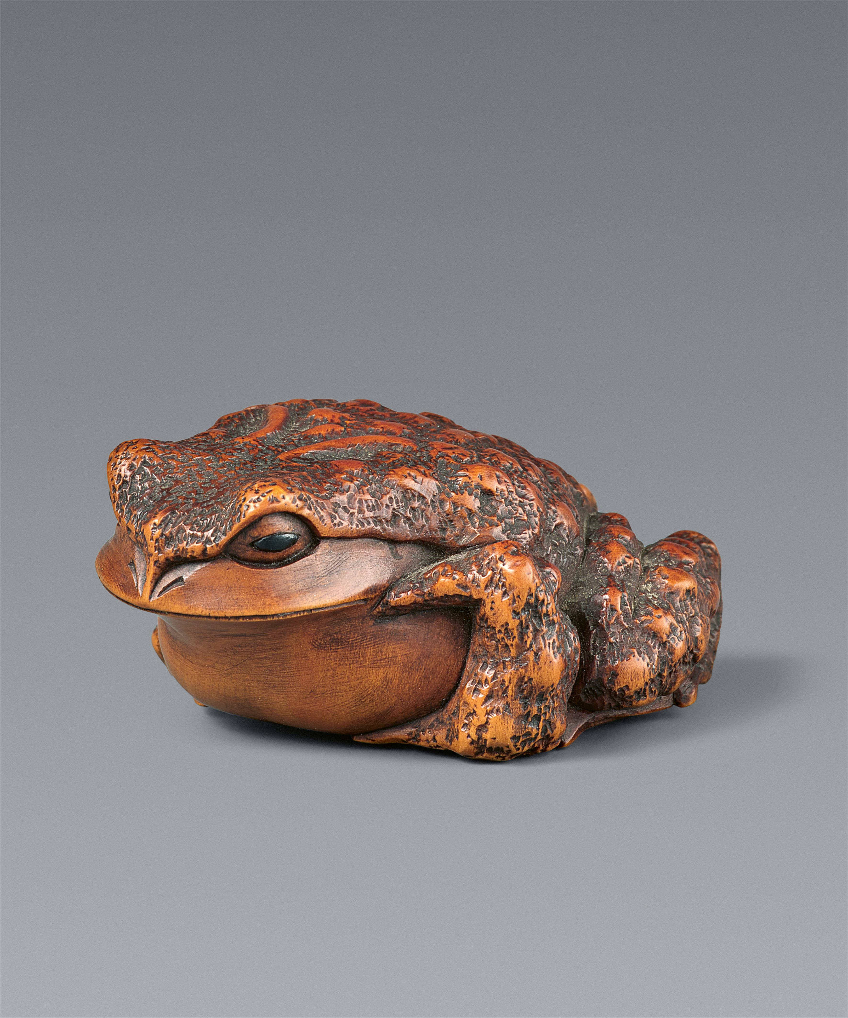 An Ise boxwood netsuke of a toad by Masanao. 19th century - image-1