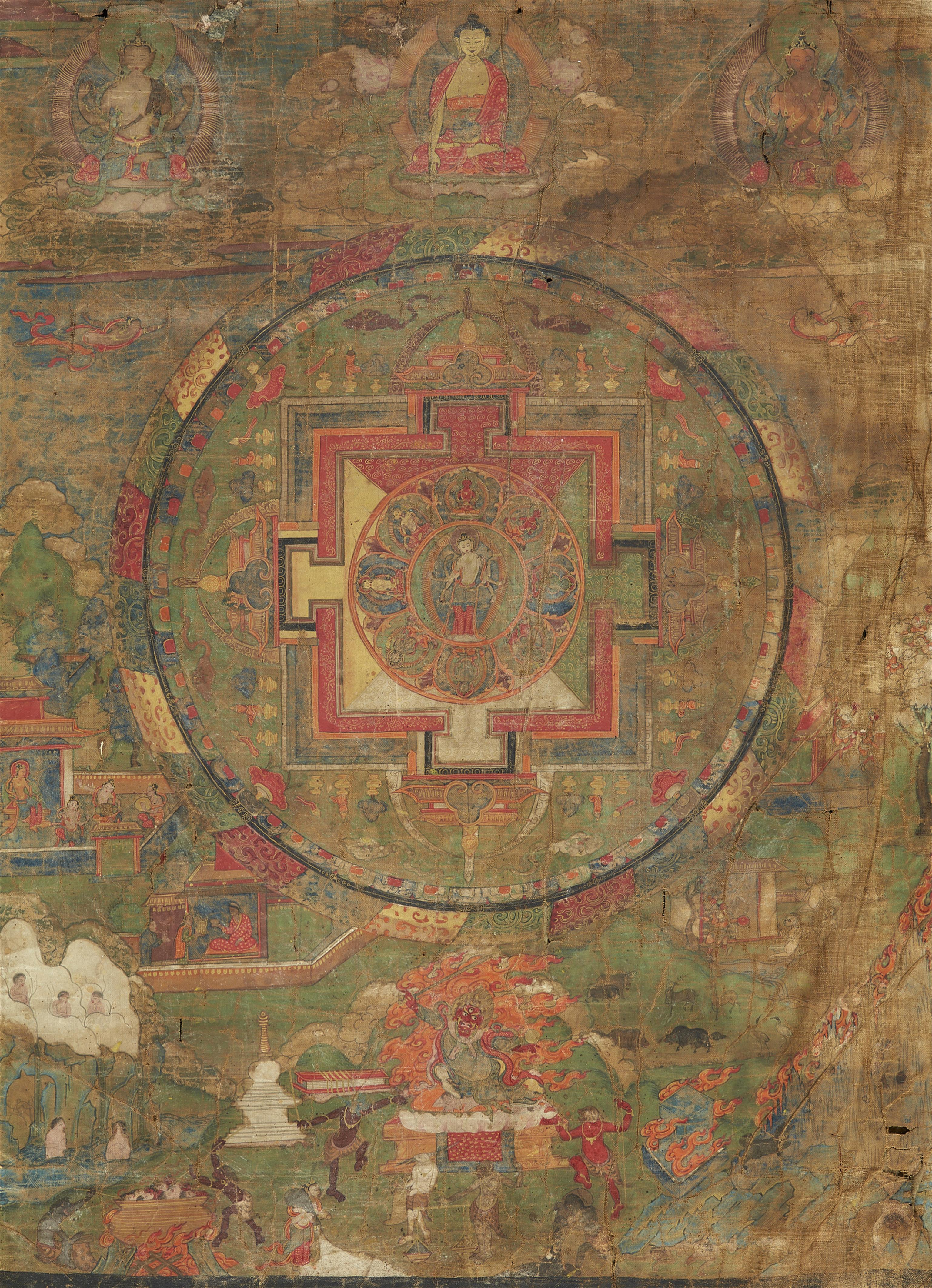 A Tibetan mandala of Amoghapasha Lokeshvara. 17/18th century - image-1