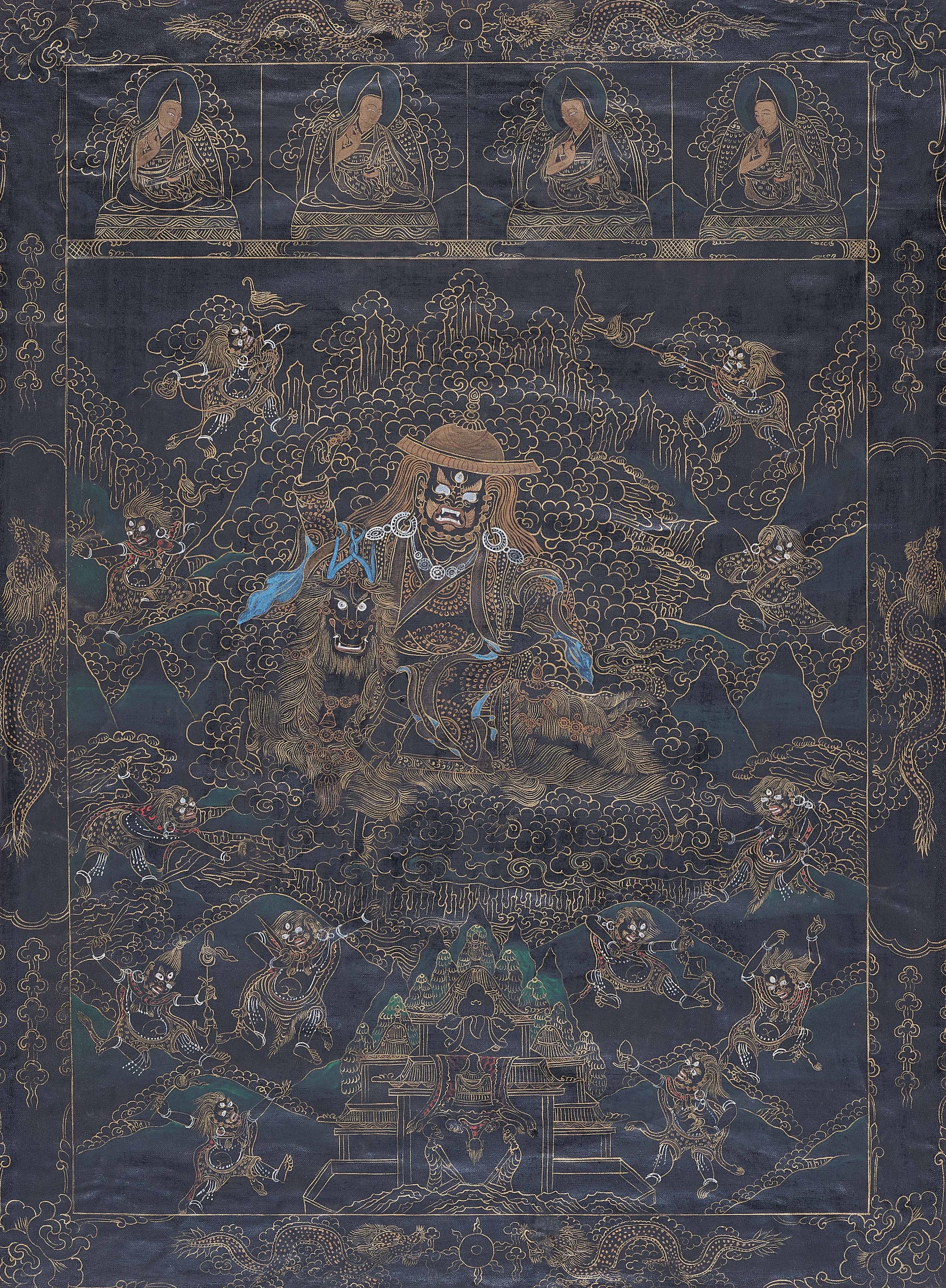 A black-ground thangka of Dorje Legpa. Tibet. 19th century - image-1