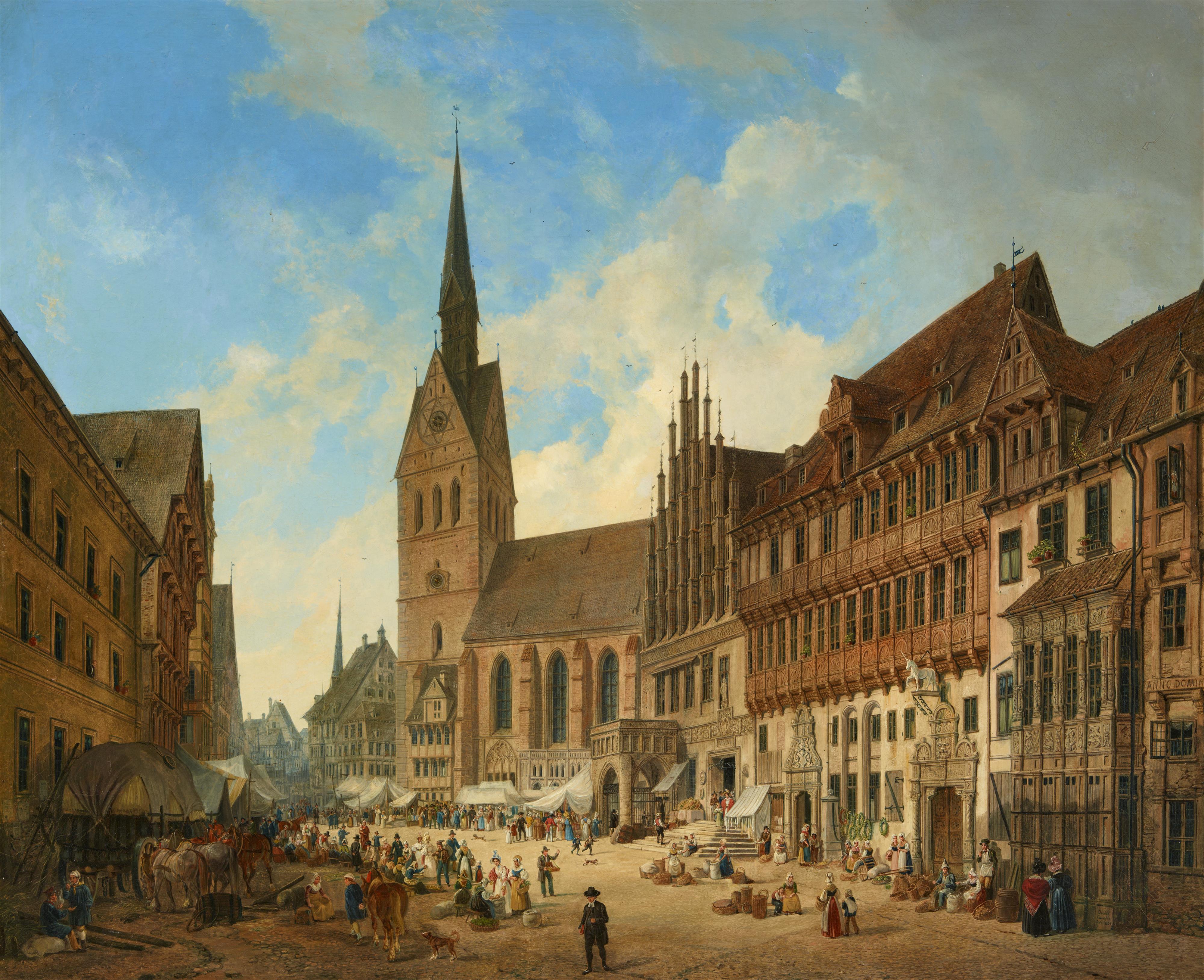 Domenico Quaglio d. J. - Blick durch die Köbelingerstraße auf die Marktkirche in Hannover - image-1