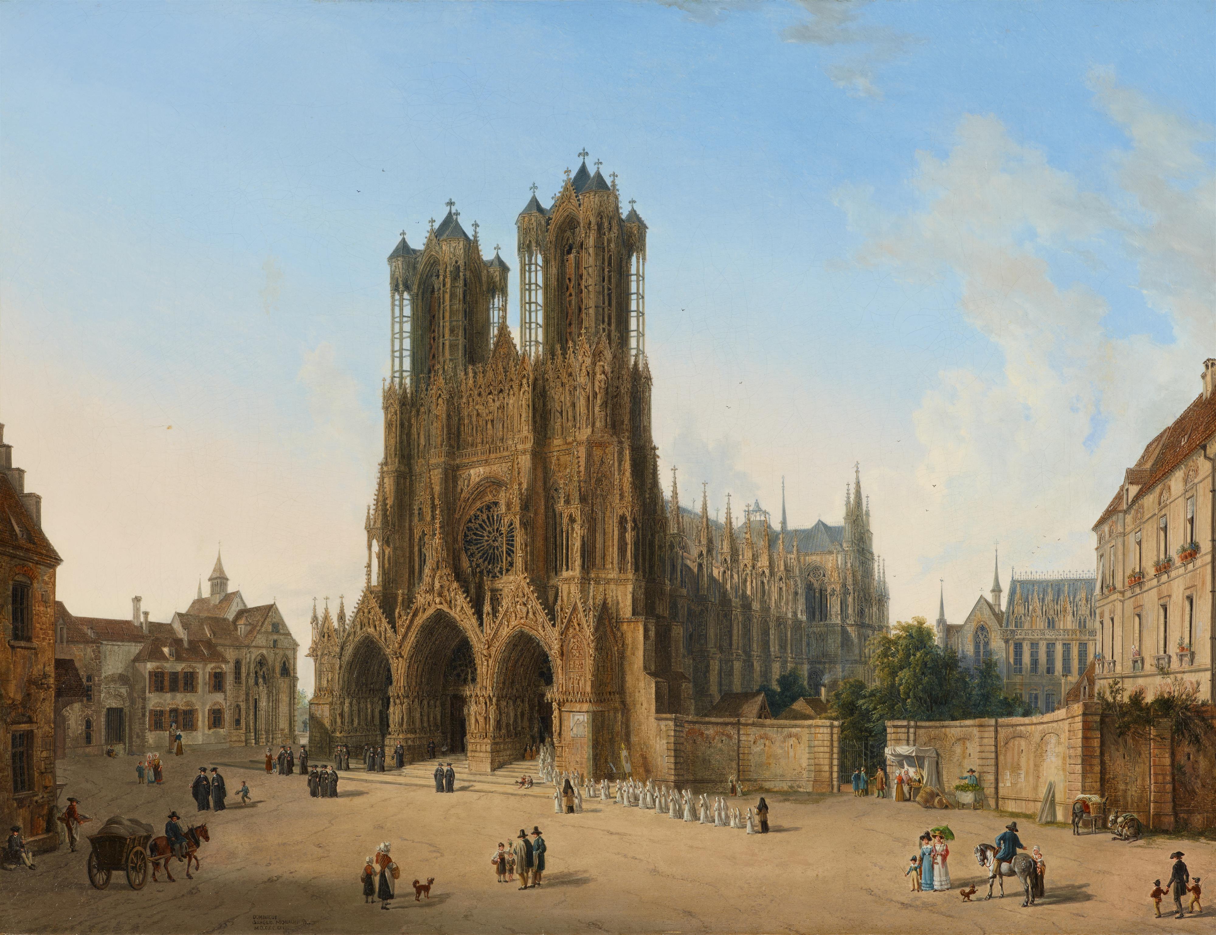 Domenico Quaglio d. J. - Südwestansicht der Kathedrale in Reims - image-1