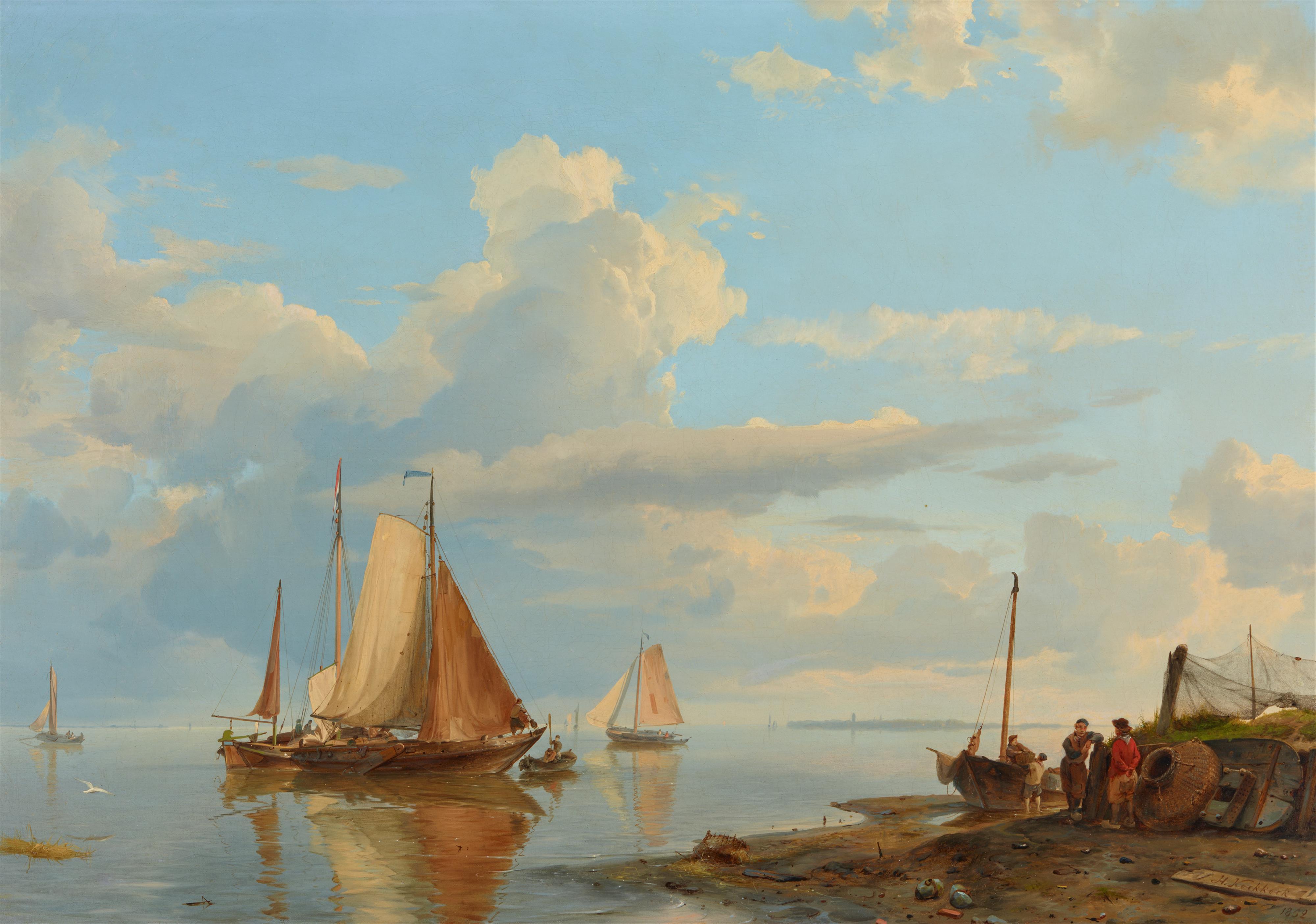 Hermanus Koekkoek I - Sailing Ships on Calm Seas - image-1