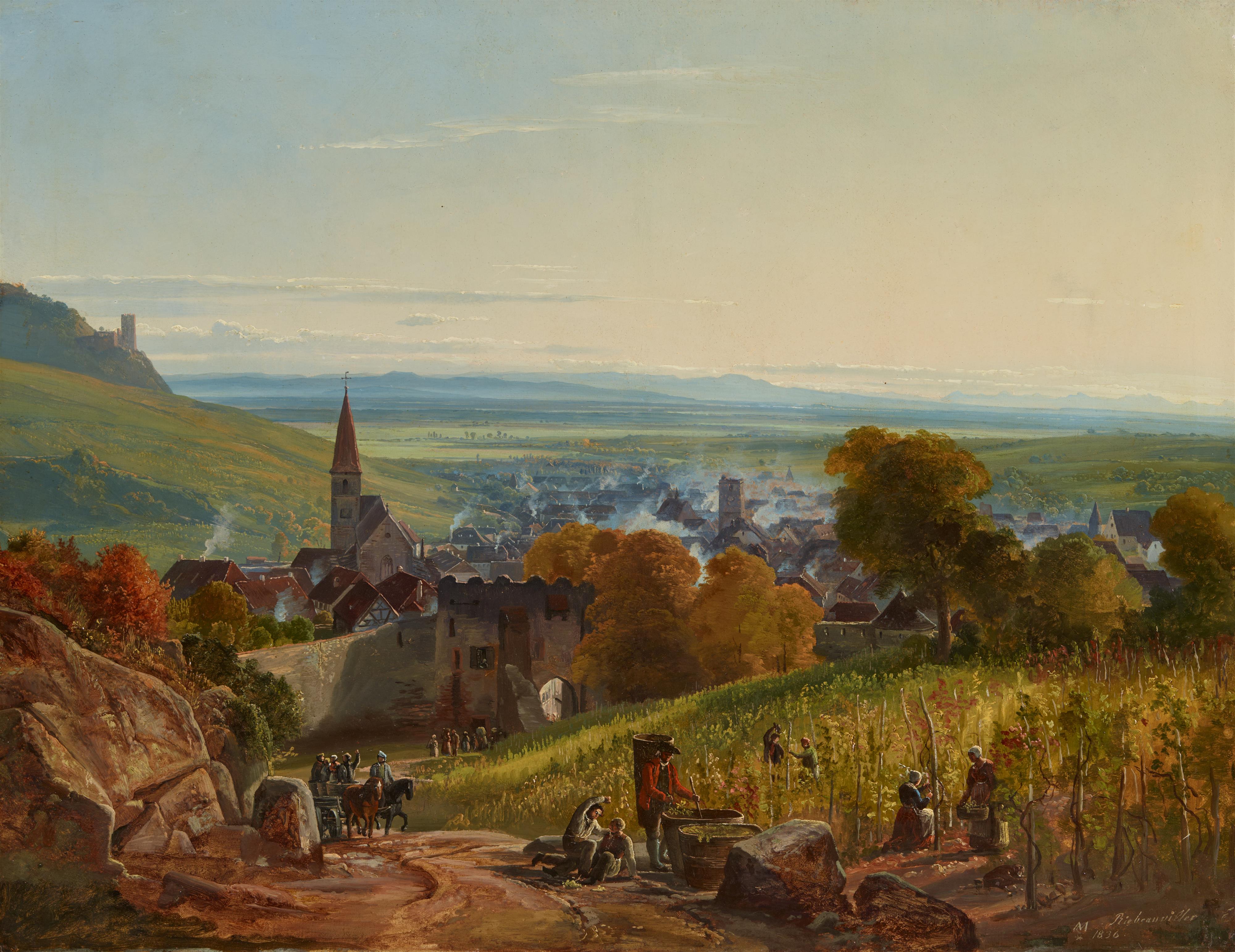 Christian Ernst Bernhard Morgenstern - Landschaft mit Reisenden - Blick auf Riebeauvillé im Elsaß - image-1